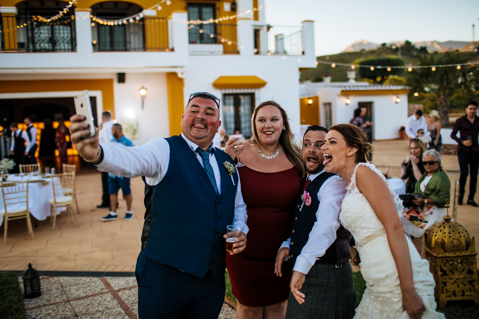 Wedding guests taking a selfie at Cortijo Maria Luisa Nerja Spain