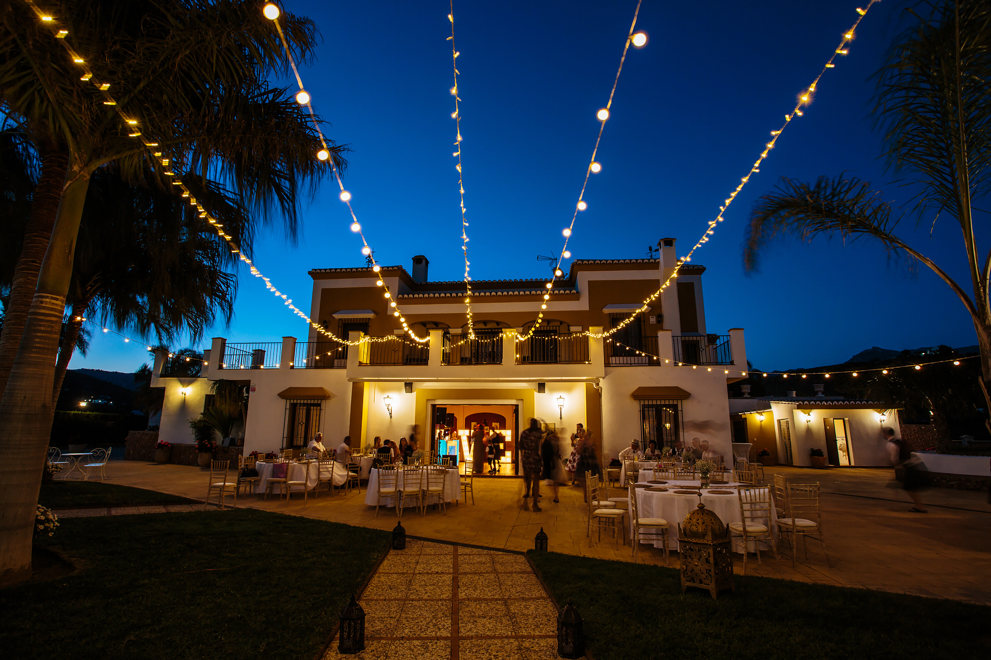 Night time shot of Cortijo Maria Luisa Nerja Spain