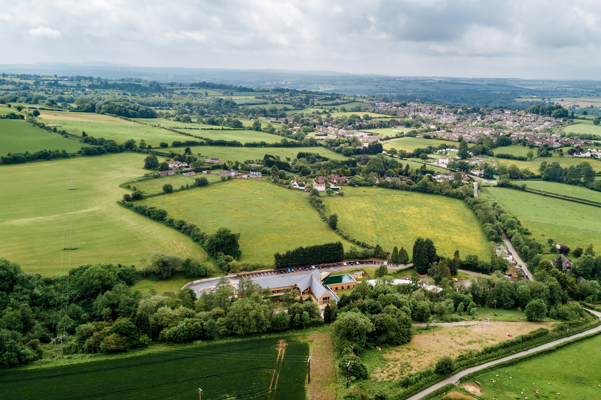 Aerial photo of Mill Barns Wedding Venue Shropshire