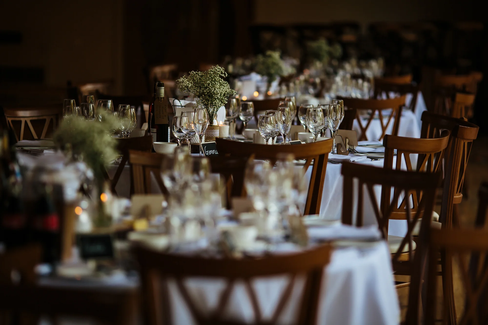 Table decorations at a wedding