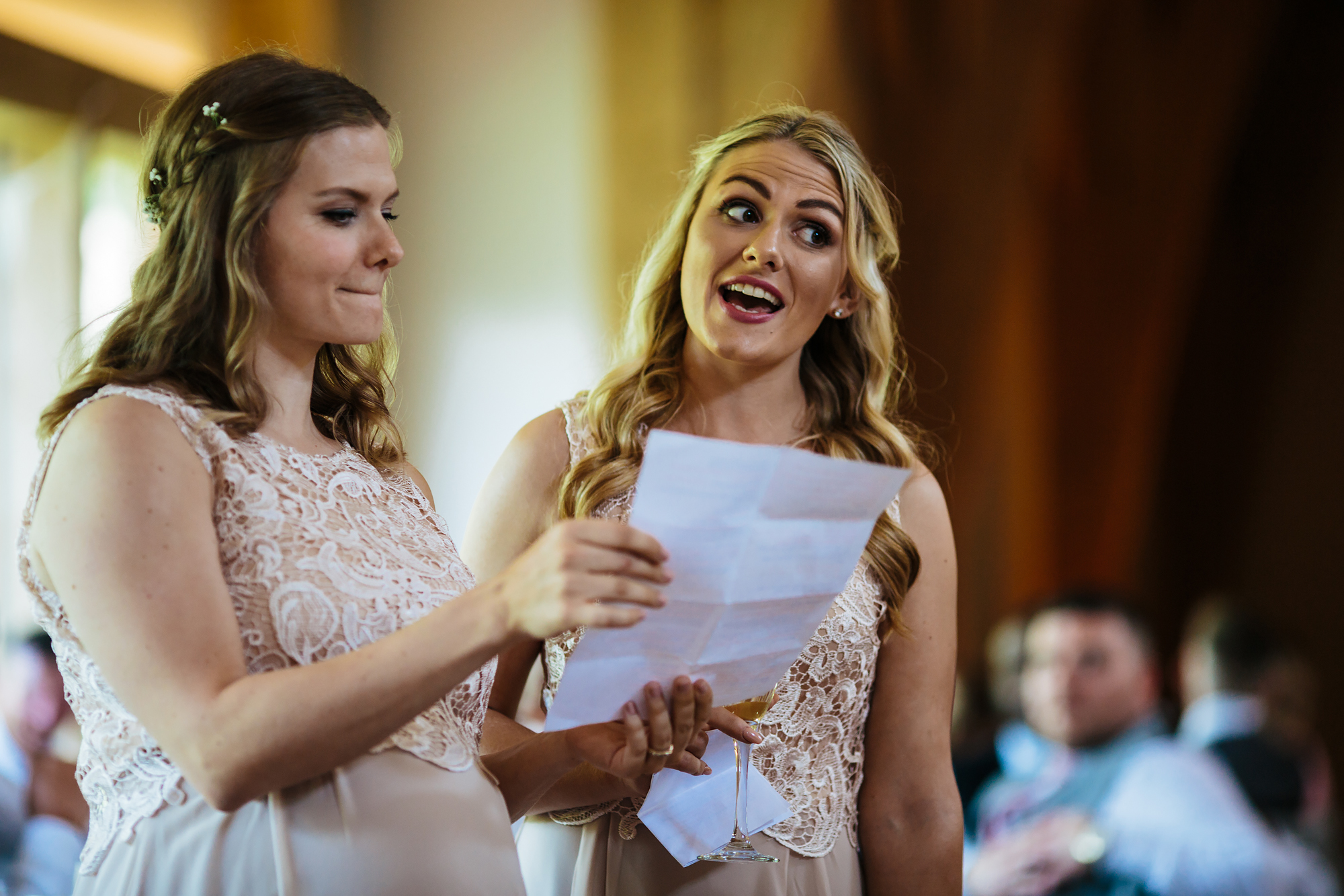Singing bridesmaids at a wedding emotional