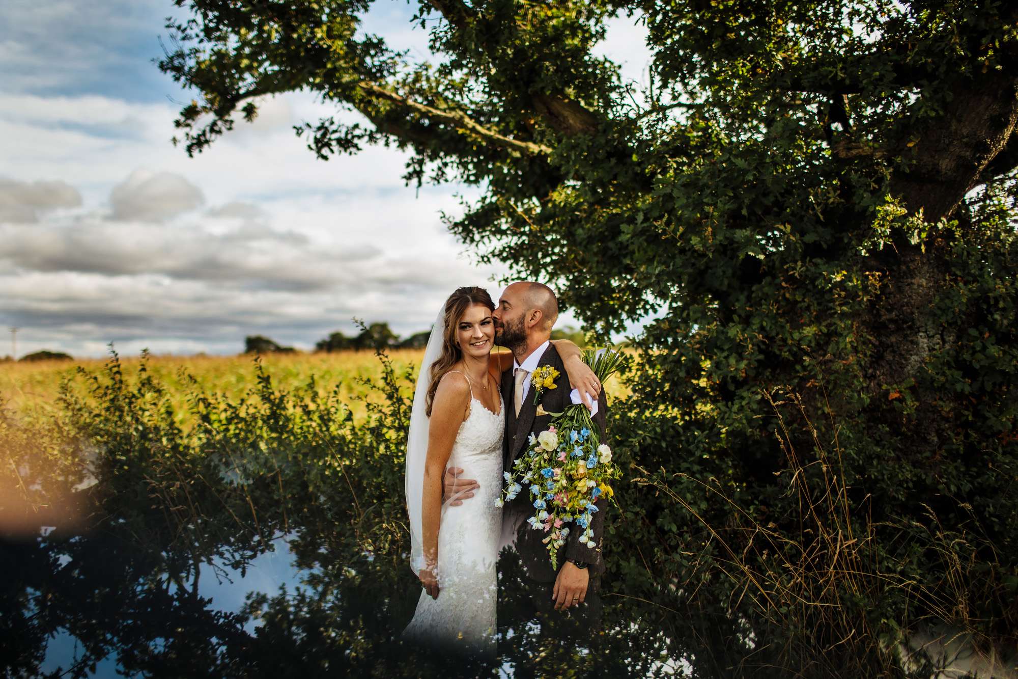 Couple portrait at a summer wedding in Yorkshire