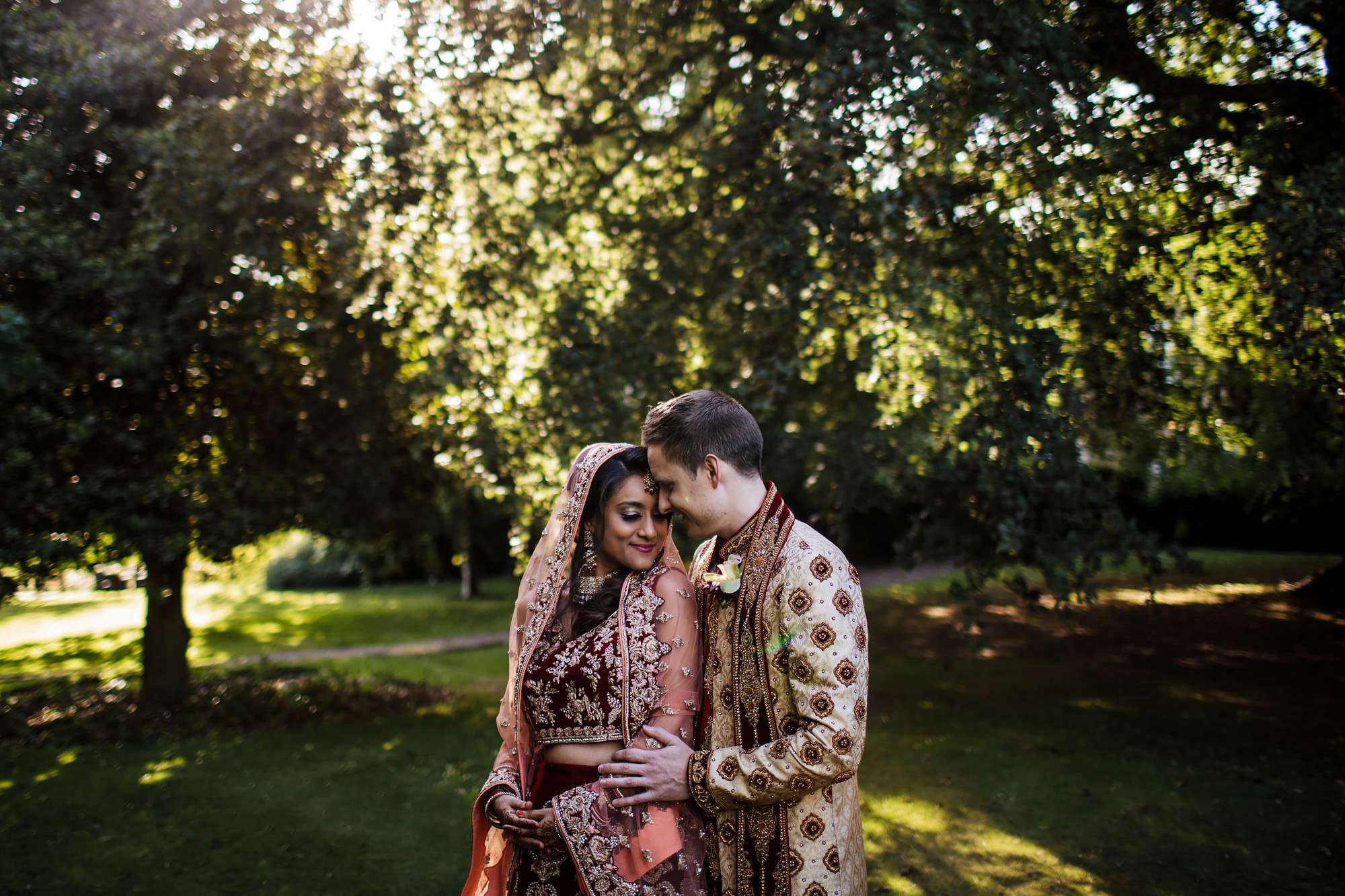 Gorgeous outdoor portrait at an Asian wedding in Yorkshire