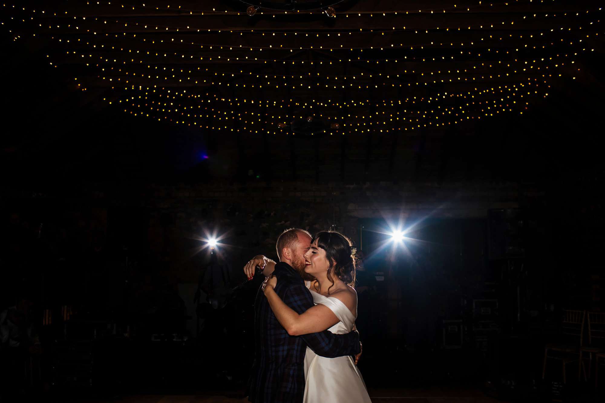 First dance as bride and groom at a Yorkshire wedding