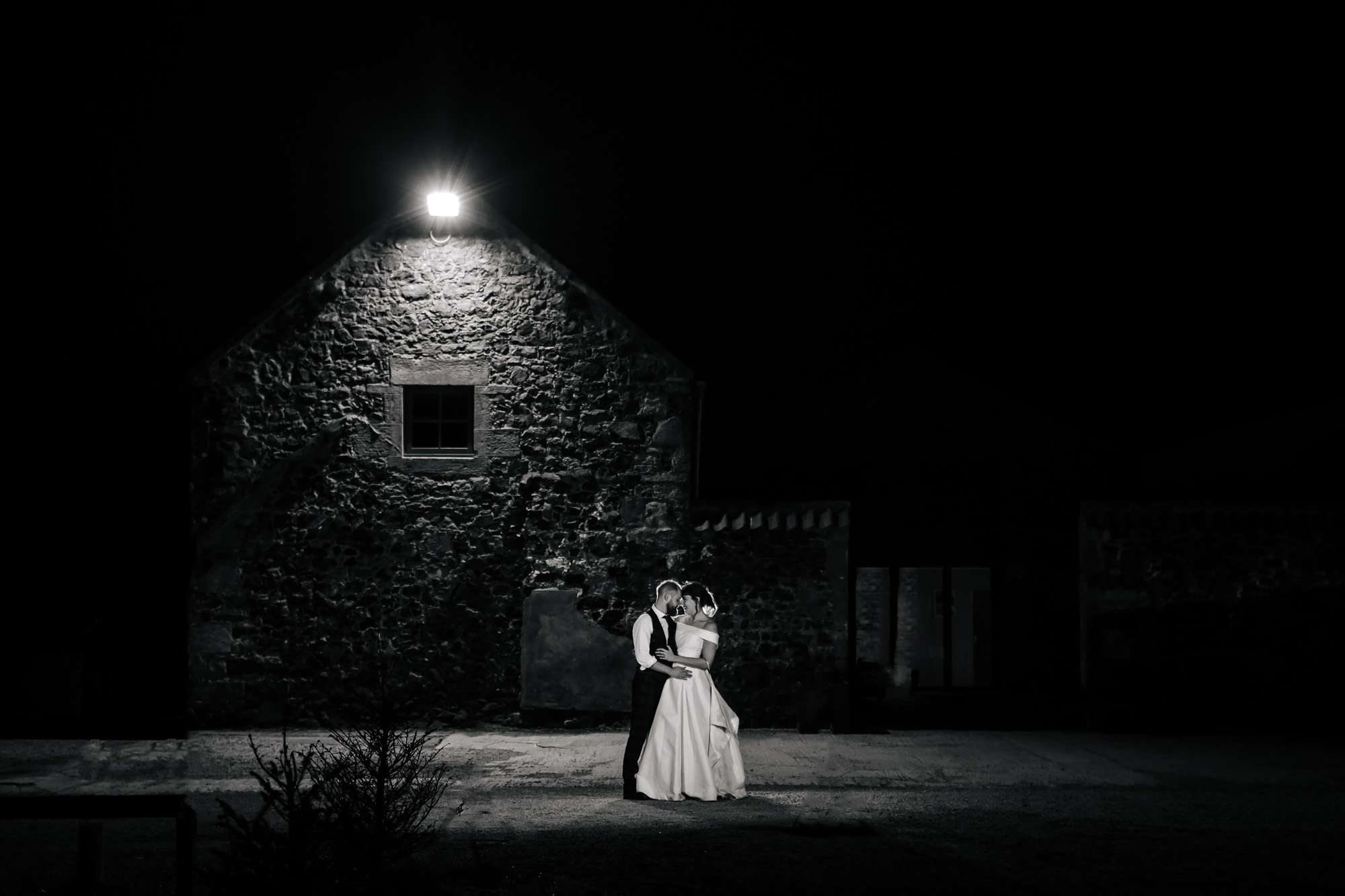 Bride and Groom in night portrait at a wedding