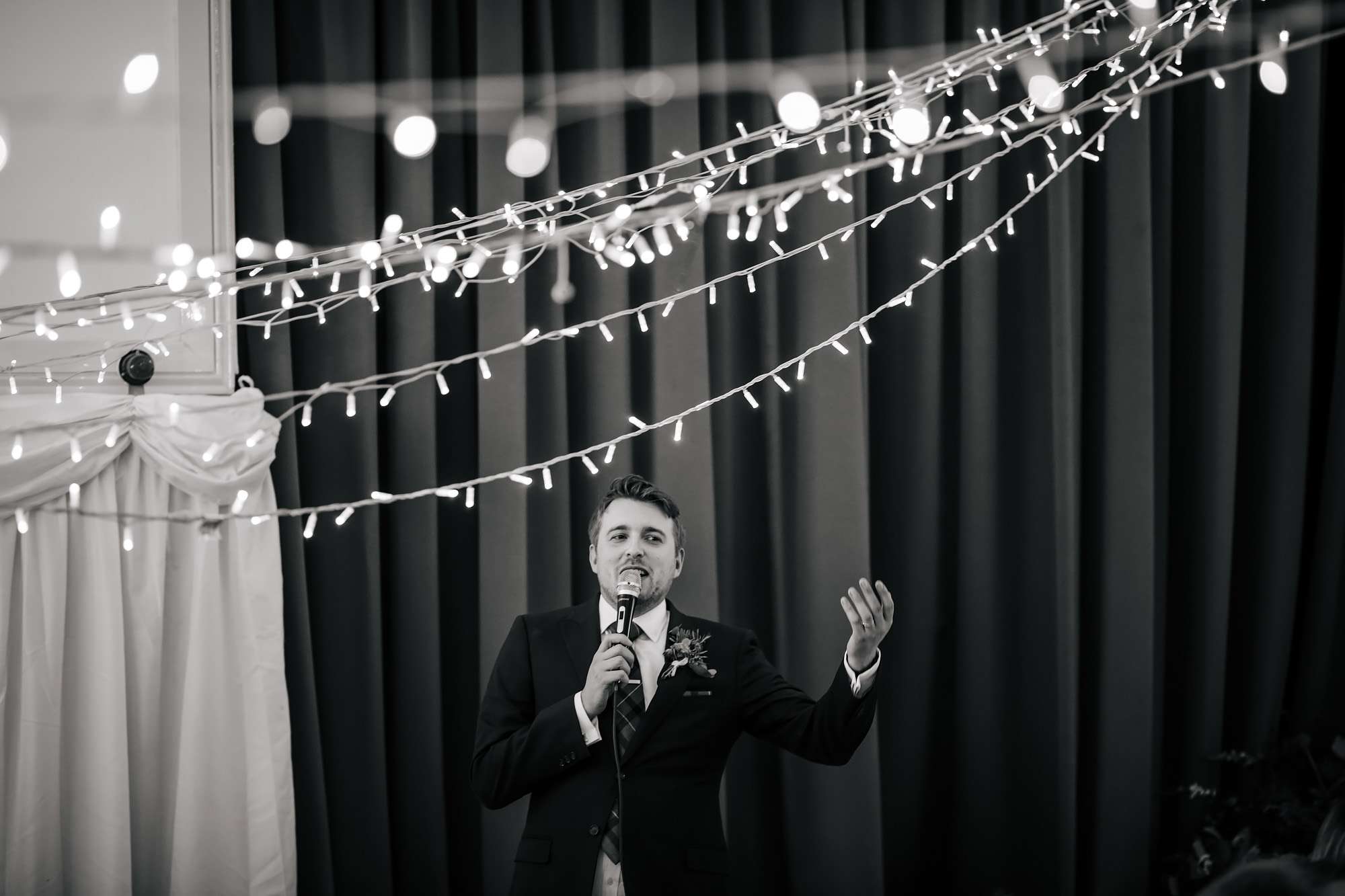 A groom making his speech on his wedding day in Yorkshire