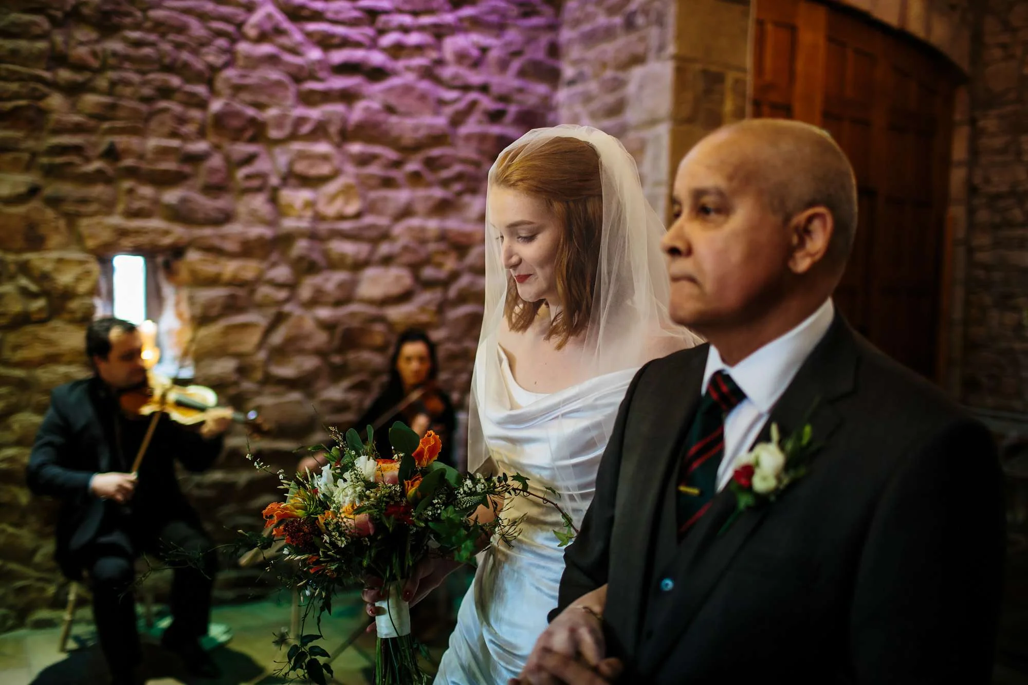 Father of the bride on his daughters wedding day at the service