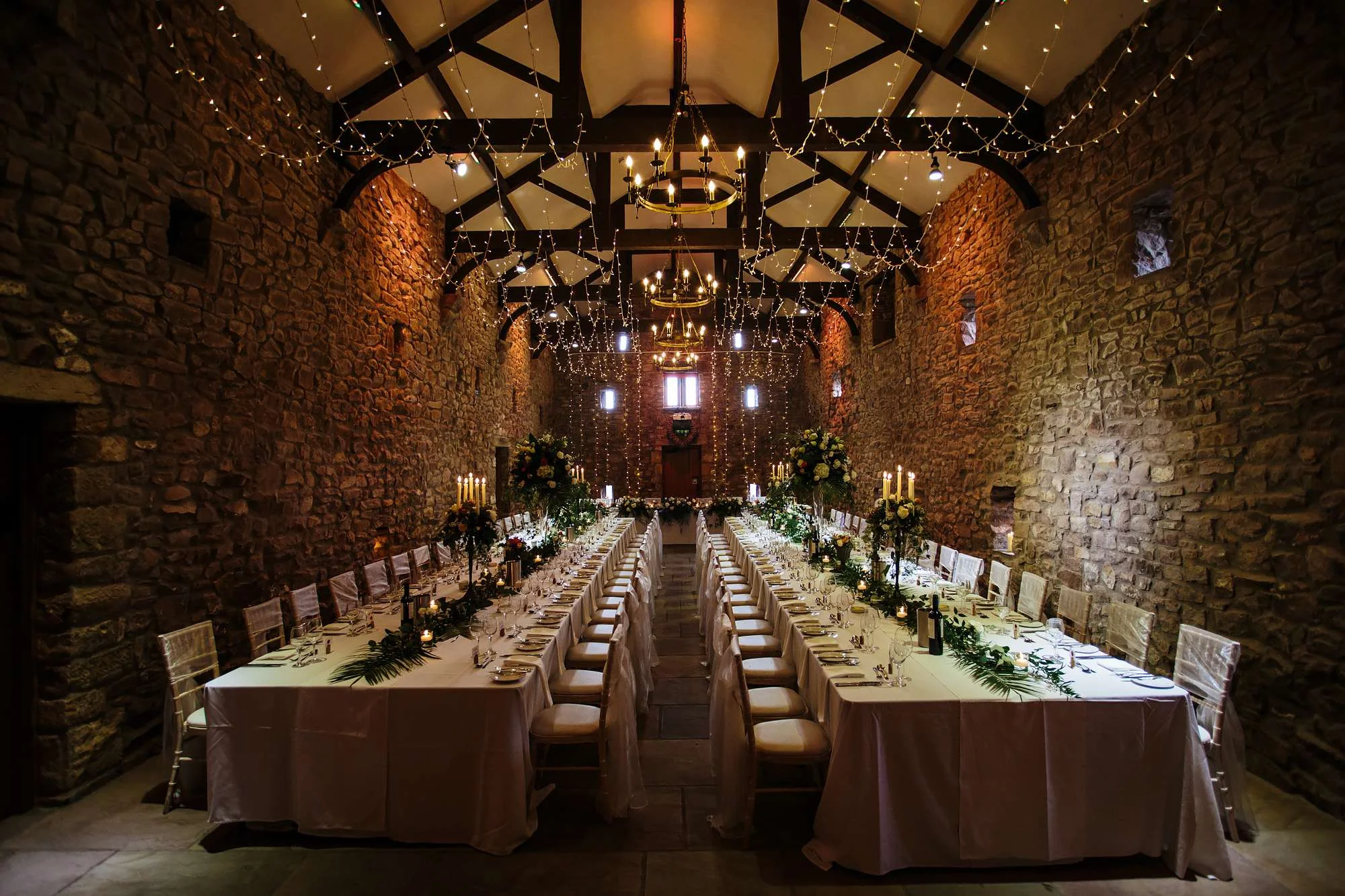 Table details at a wedding in Lancashire