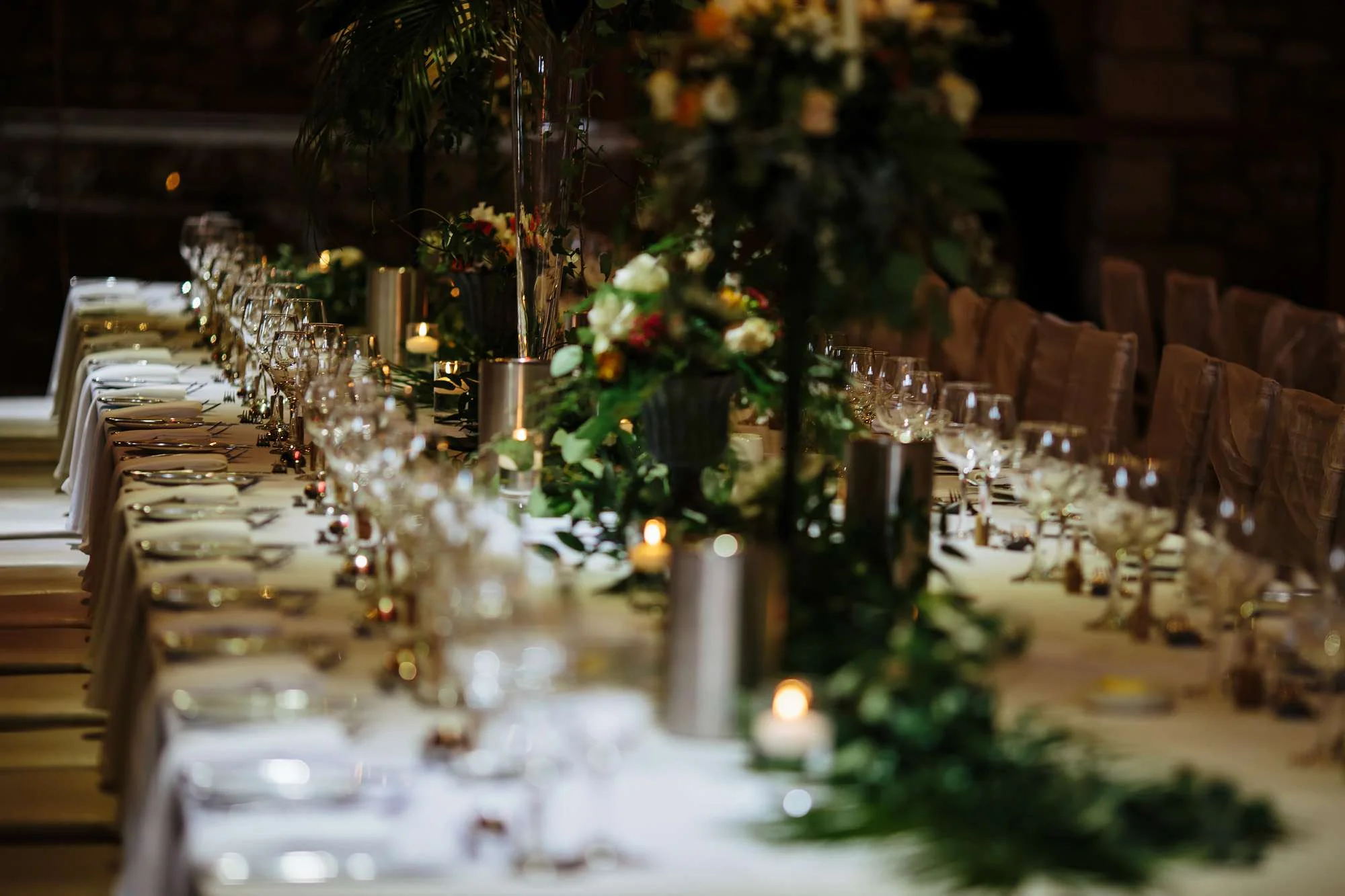 Table details at a Browsholme Hall Wedding