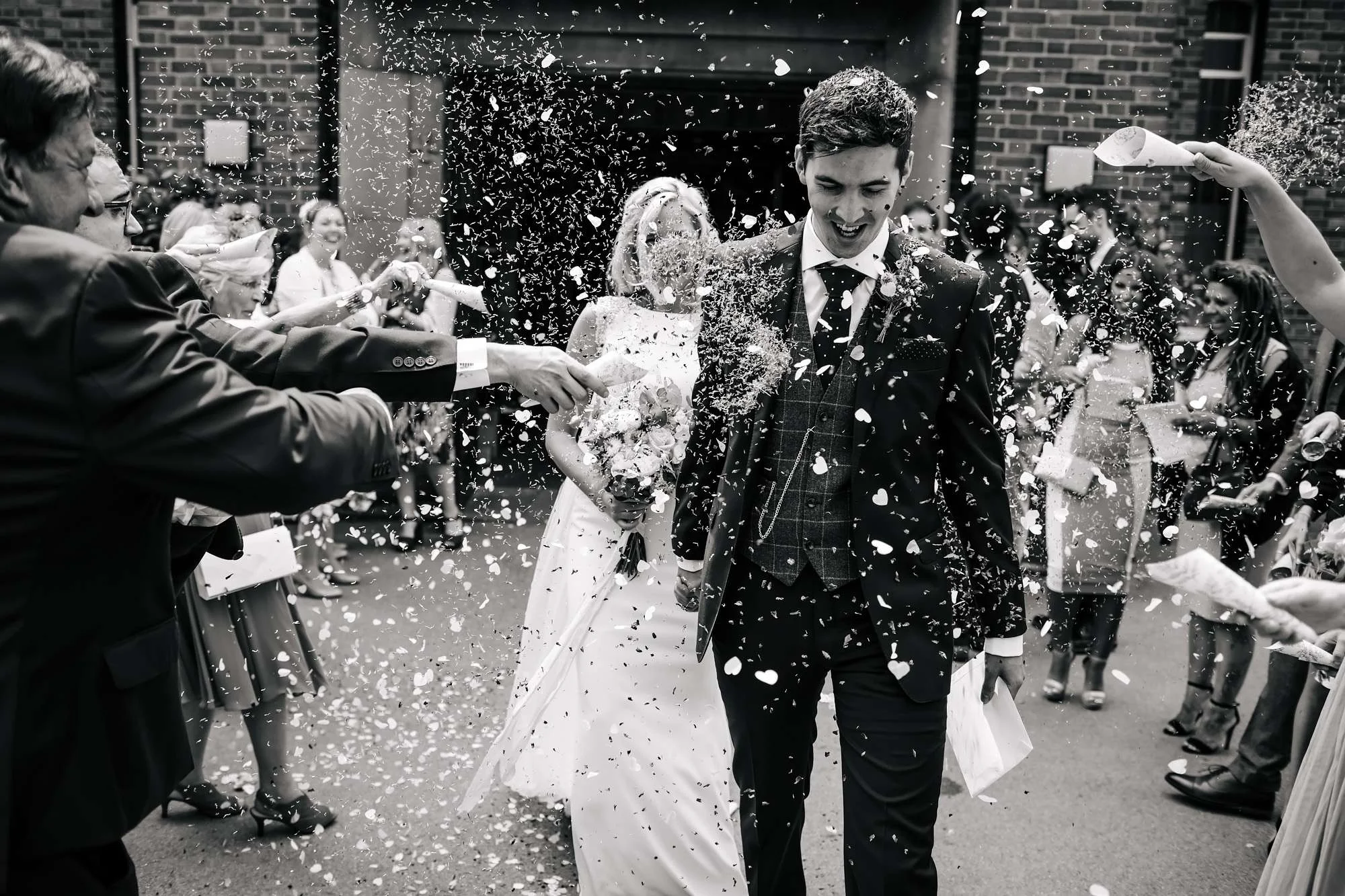 Confetti throw at a Leeds Wedding