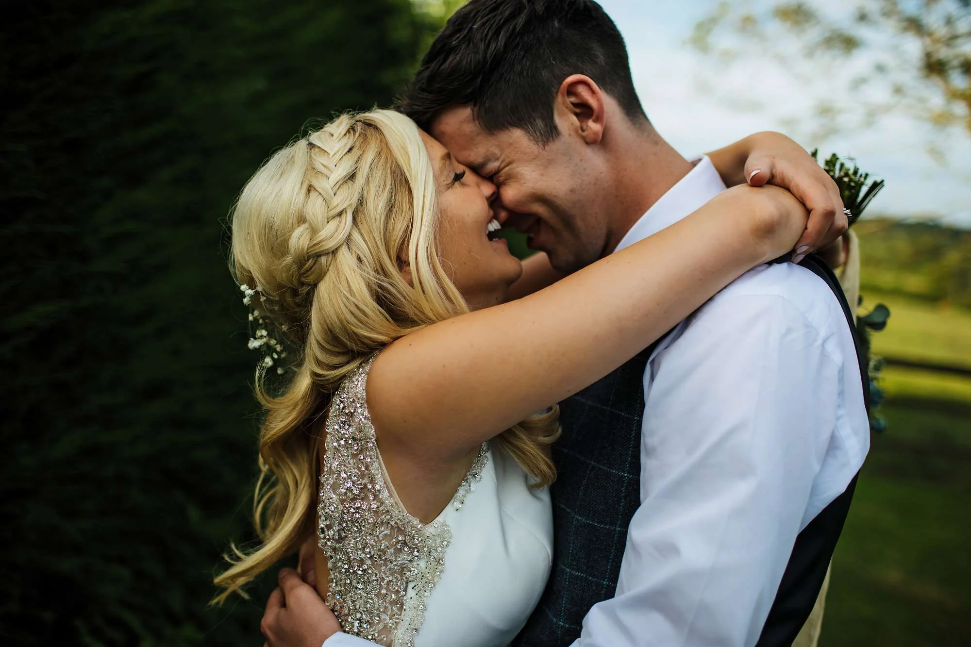 Bride and groom in love at a Leeds wedding