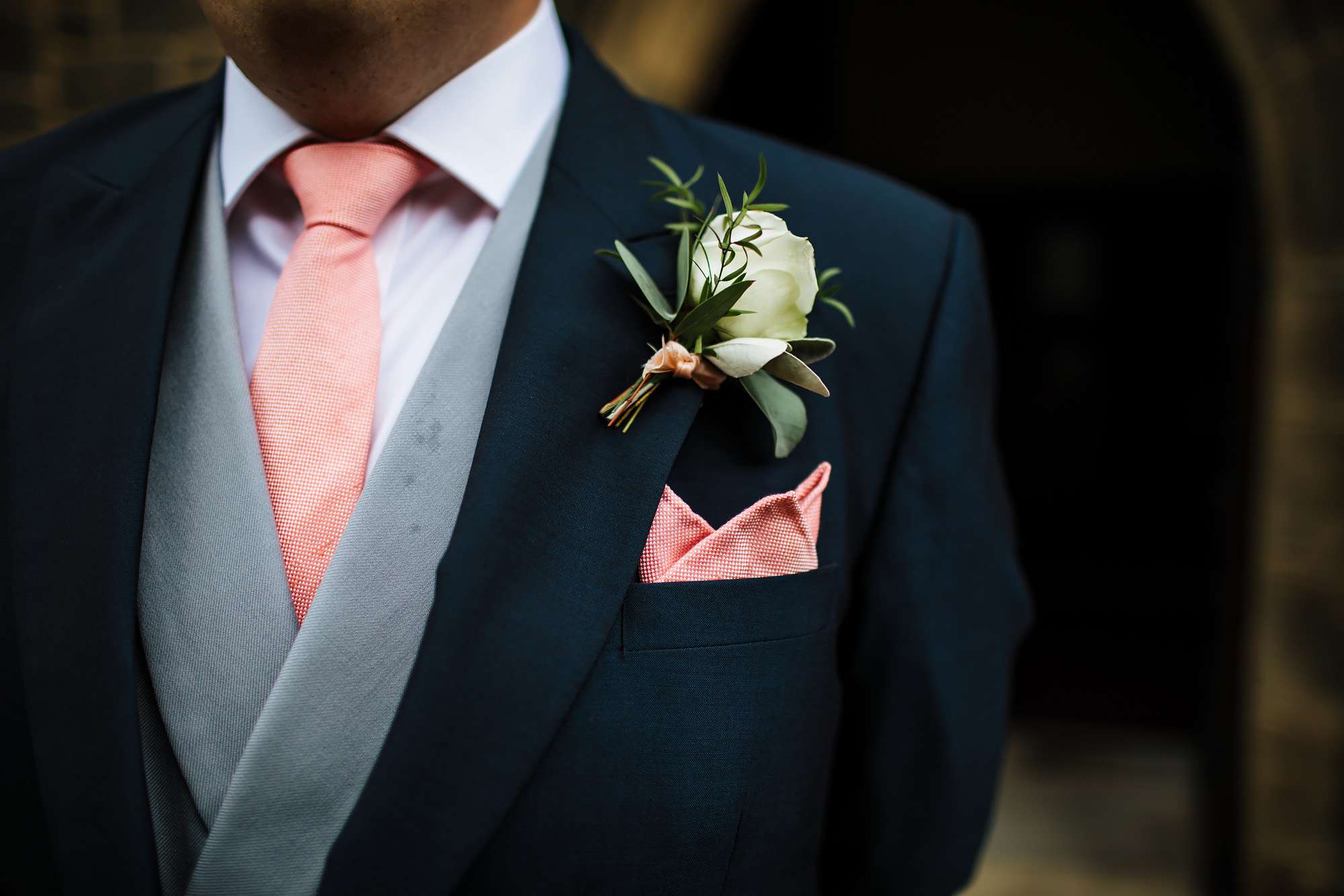 Close up of a groom's buttonhole