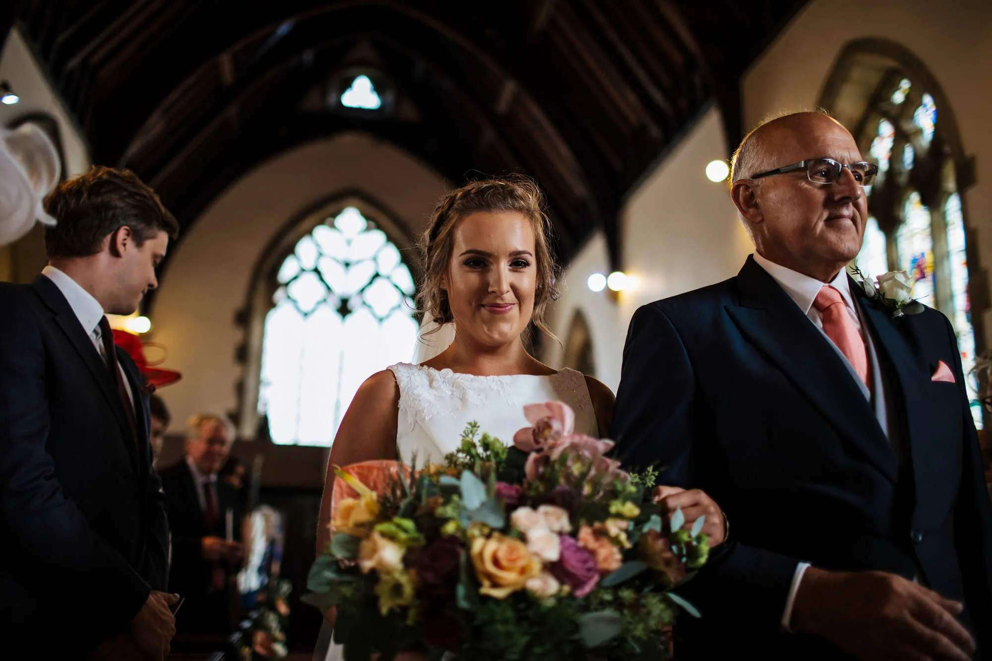 Bride smiling at a Huddersfield wedding