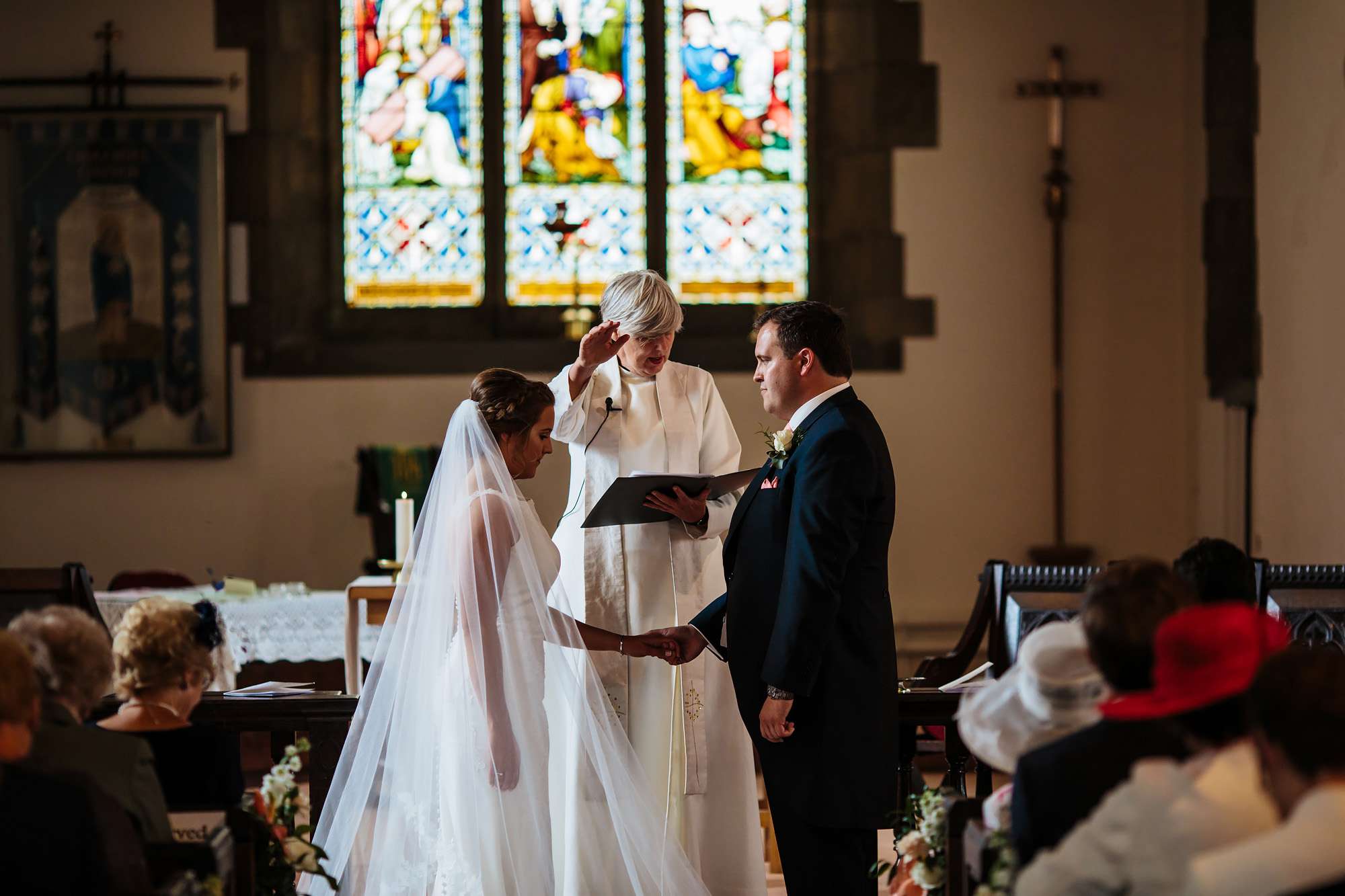 Blessing of the marriage at a church in Huddersfield