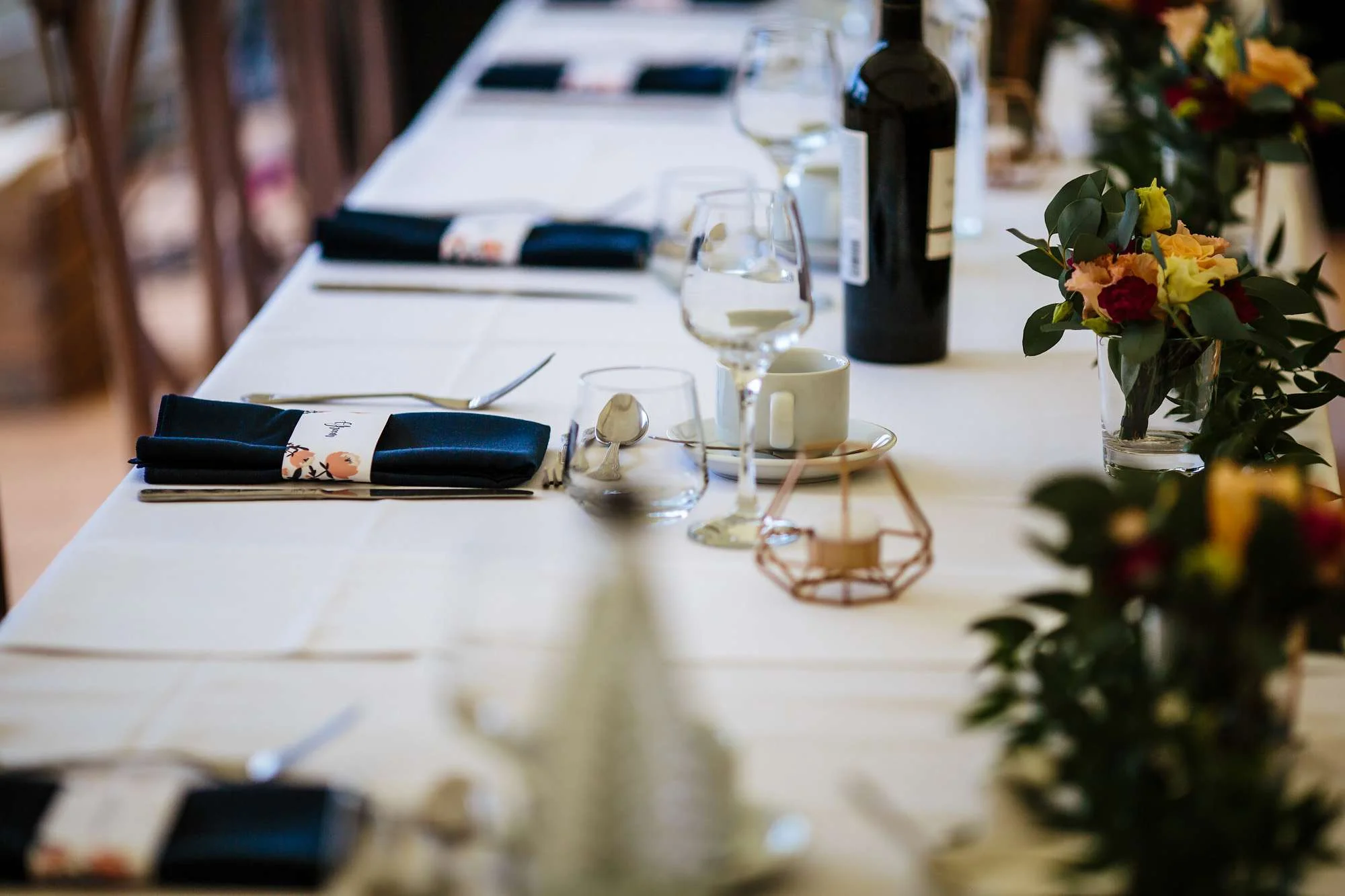 Table detail at a wedding at Fixby Hall