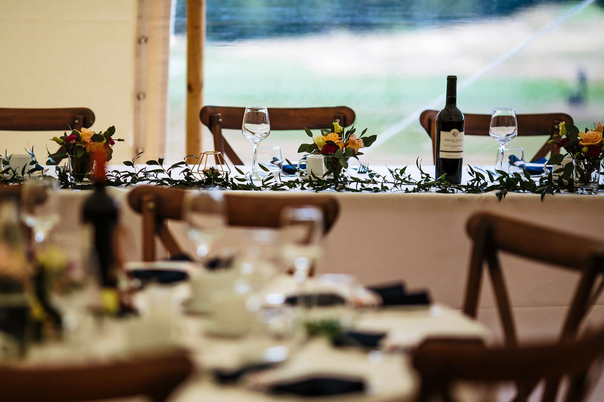 Table flowers at a Fixby Hall wedding in Yorkshire