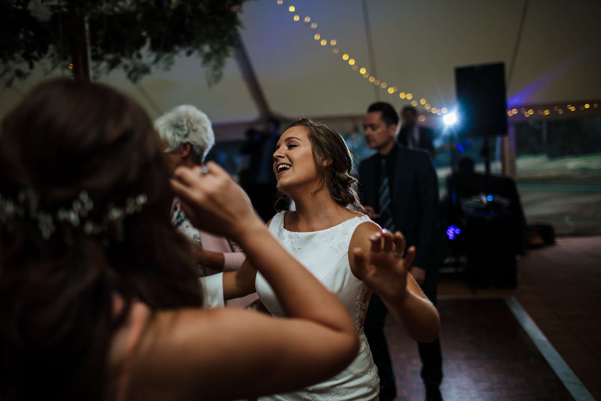 Bride dancing at her wedding in Huddersfield