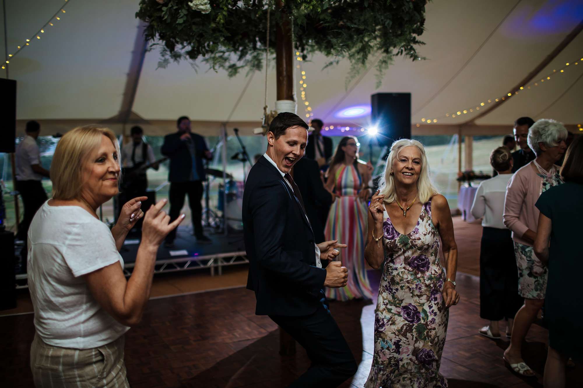 People dancing at a wedding at Fixby Hall