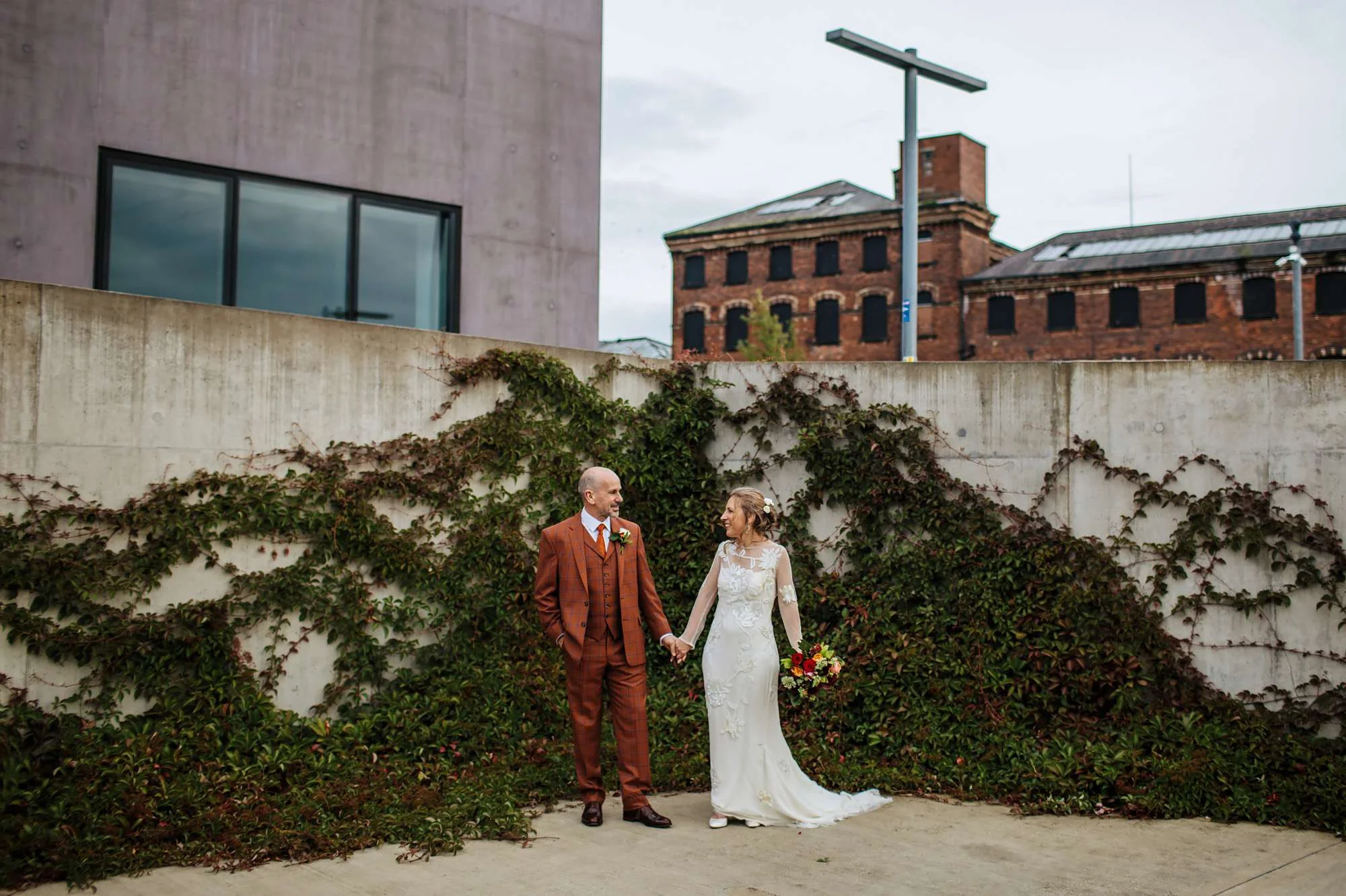 Newlyweds at their wedding at Hepworth Art Gallery