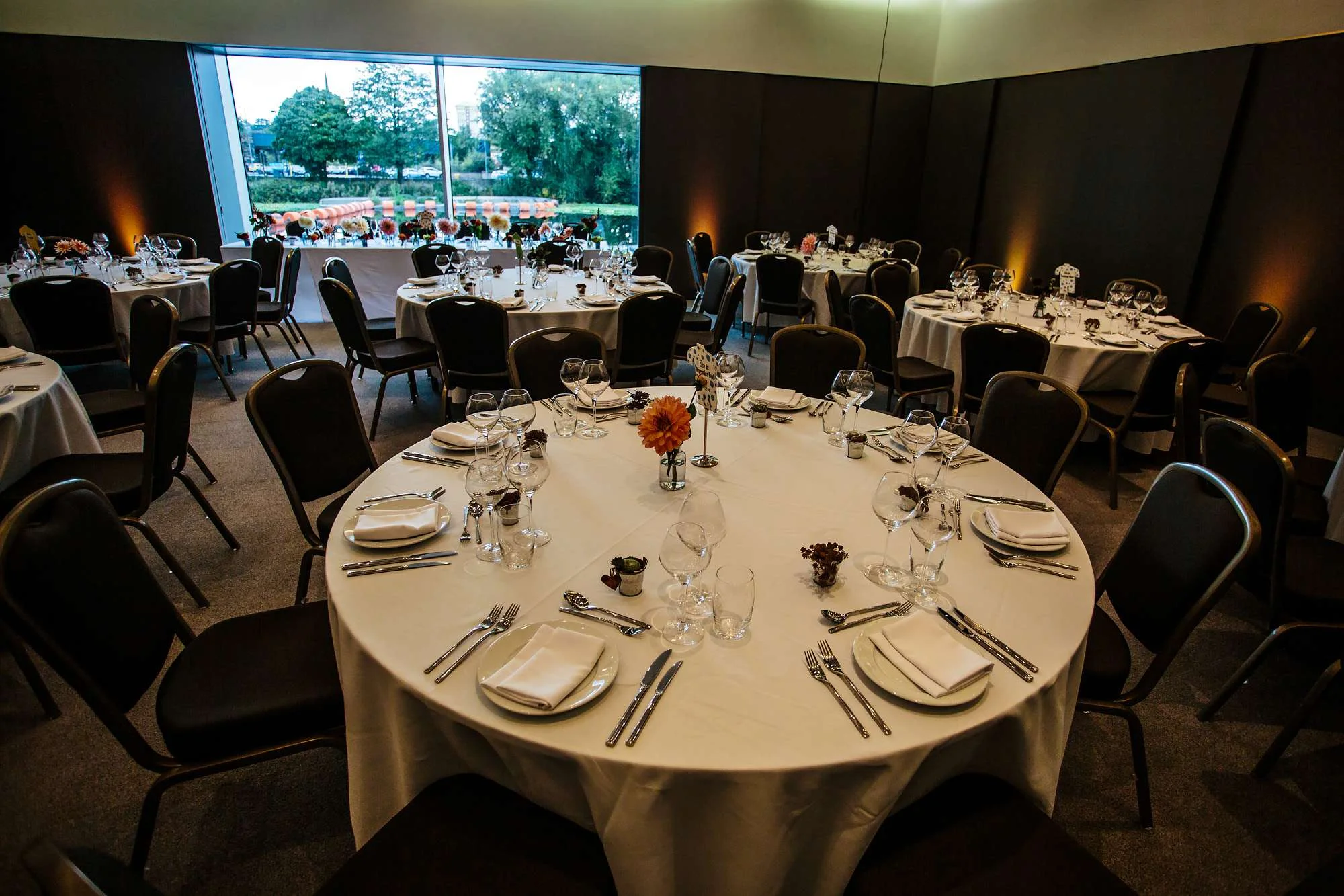 Table set up at a Hepworth Art Gallery wedding