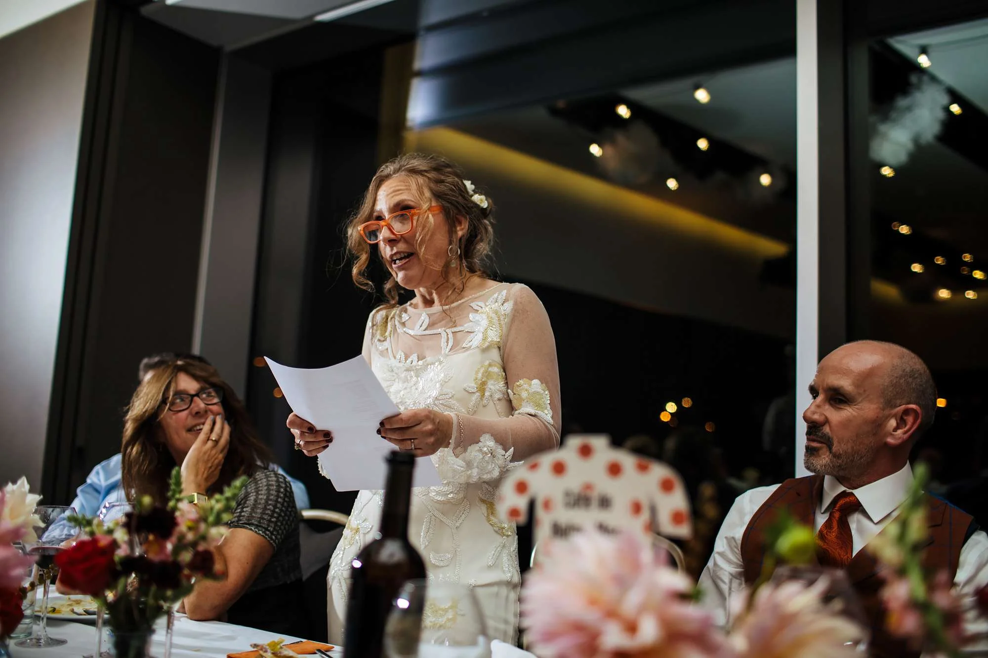 Bride making her speech at a Yorkshire wedding in Wakefield