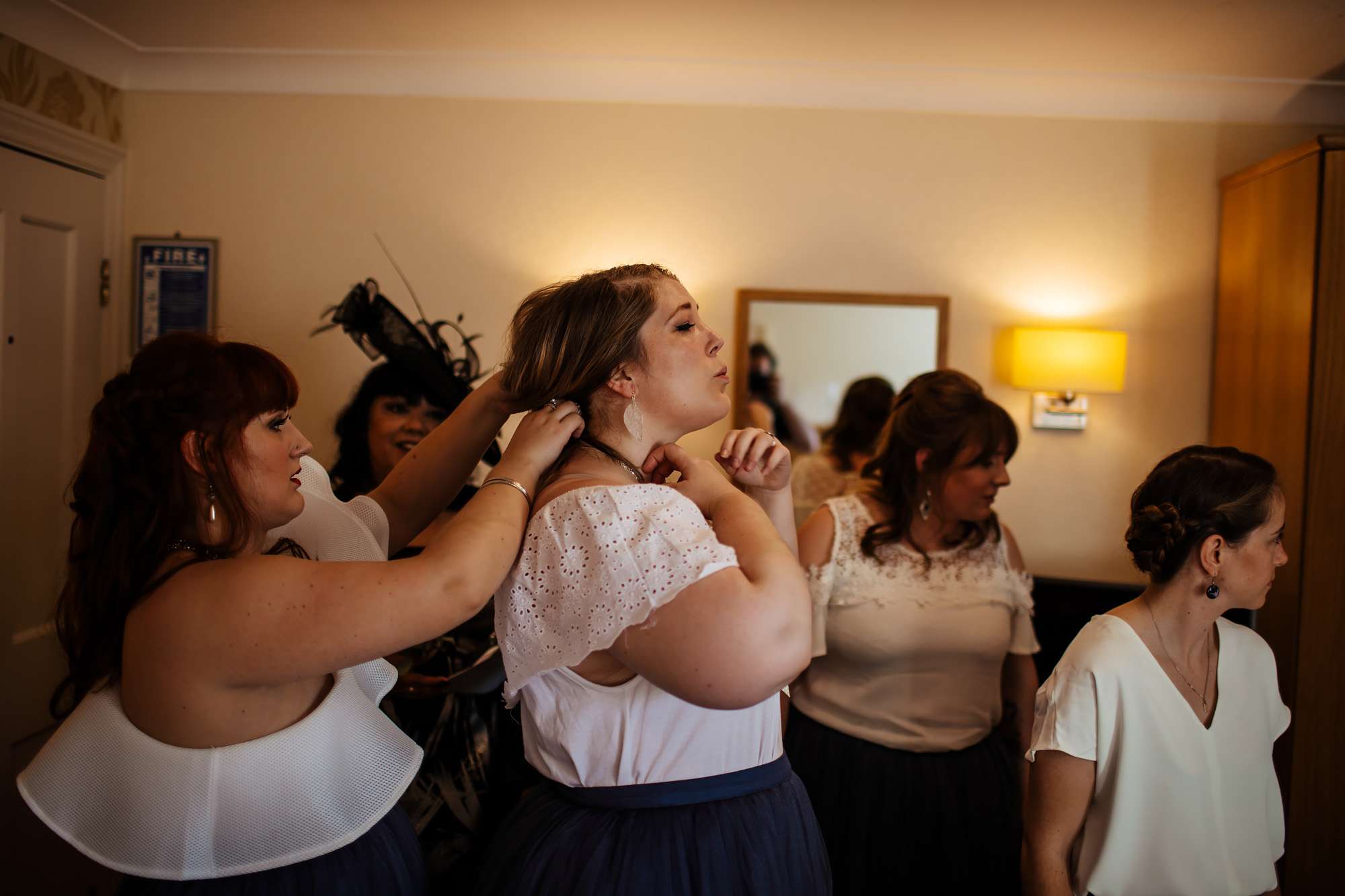 Bridesmaids getting ready for the wedding