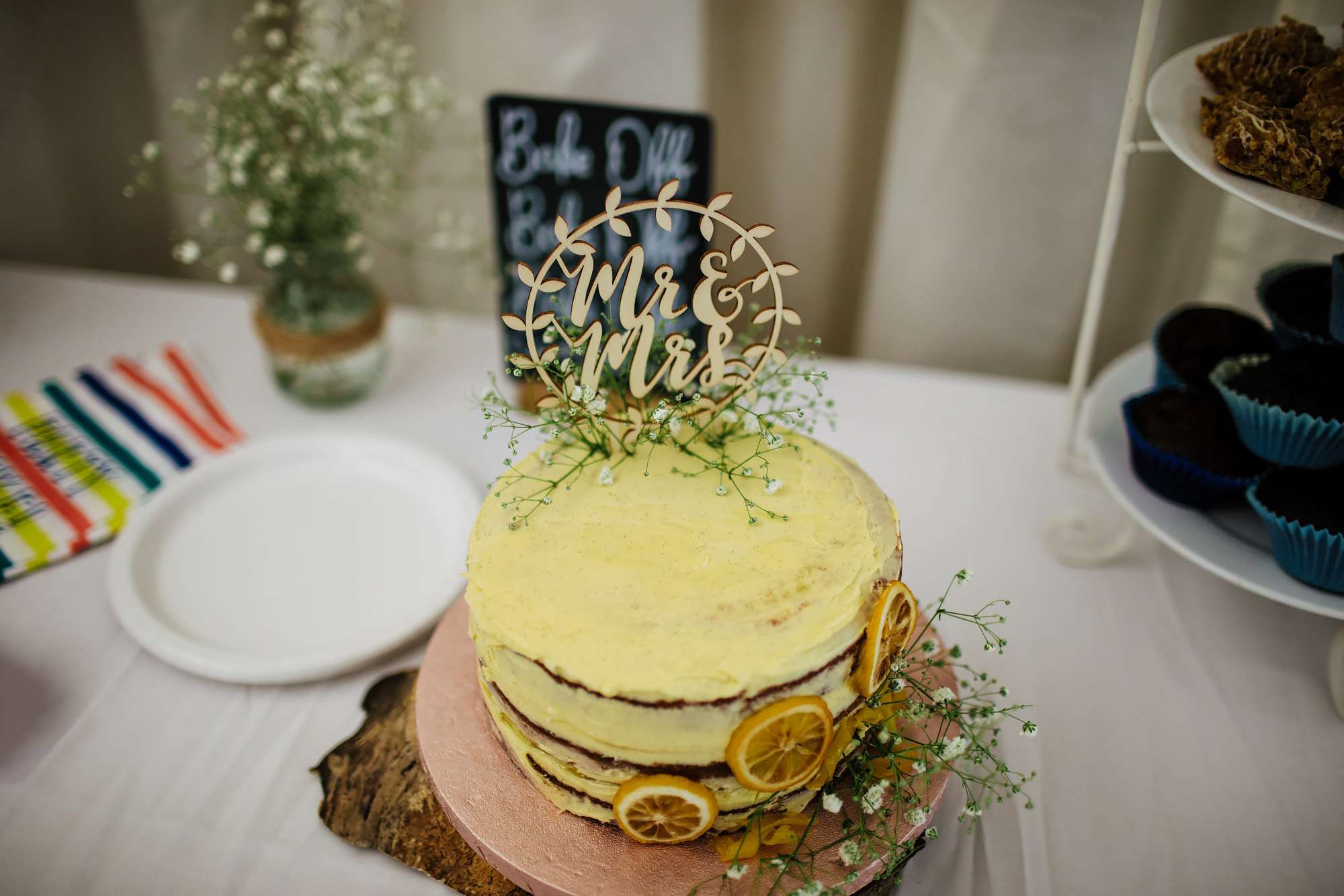 Wedding cake at a bake off themed wedding