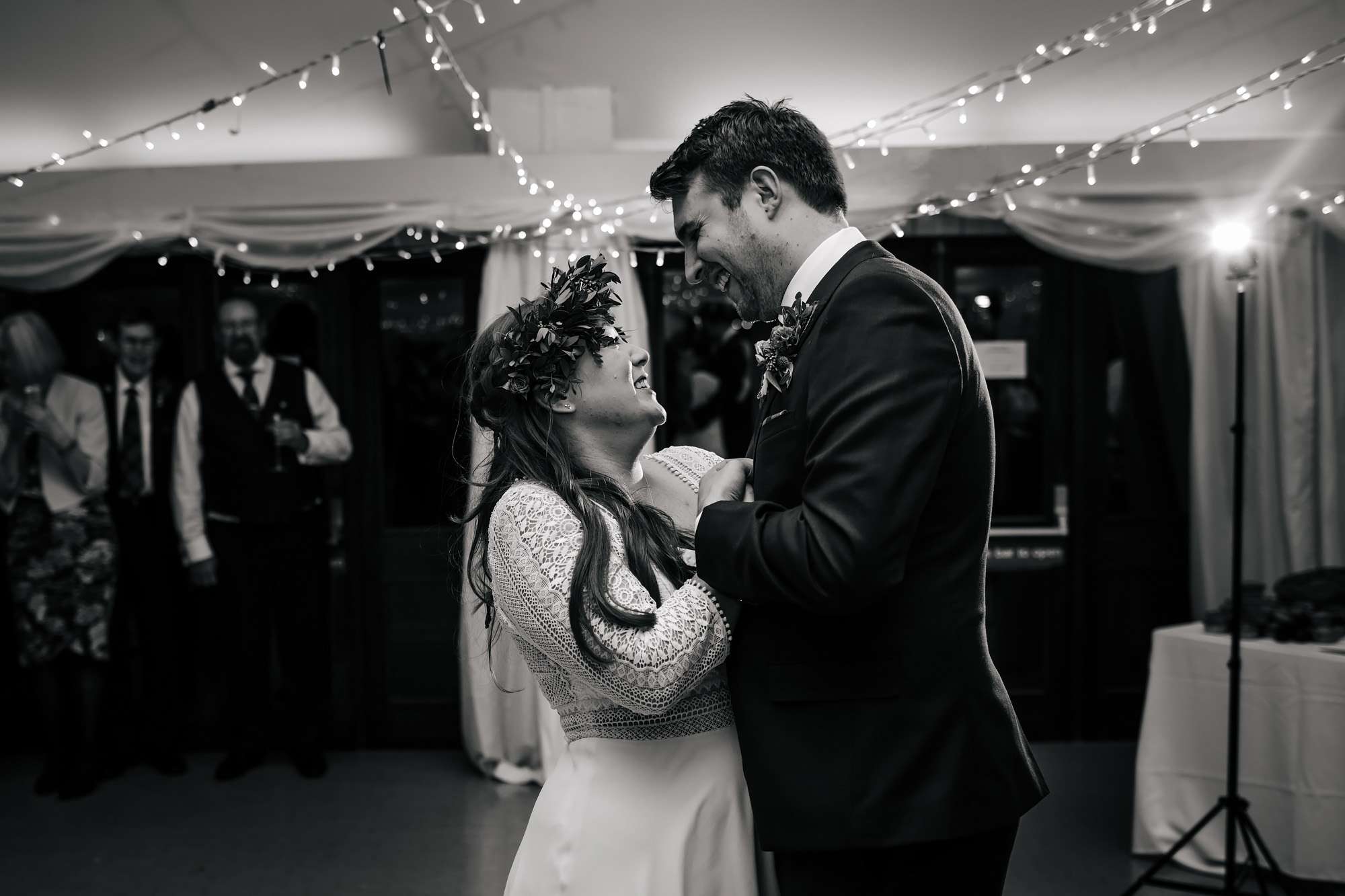 Bride and groom dancing at their Leeds wedding