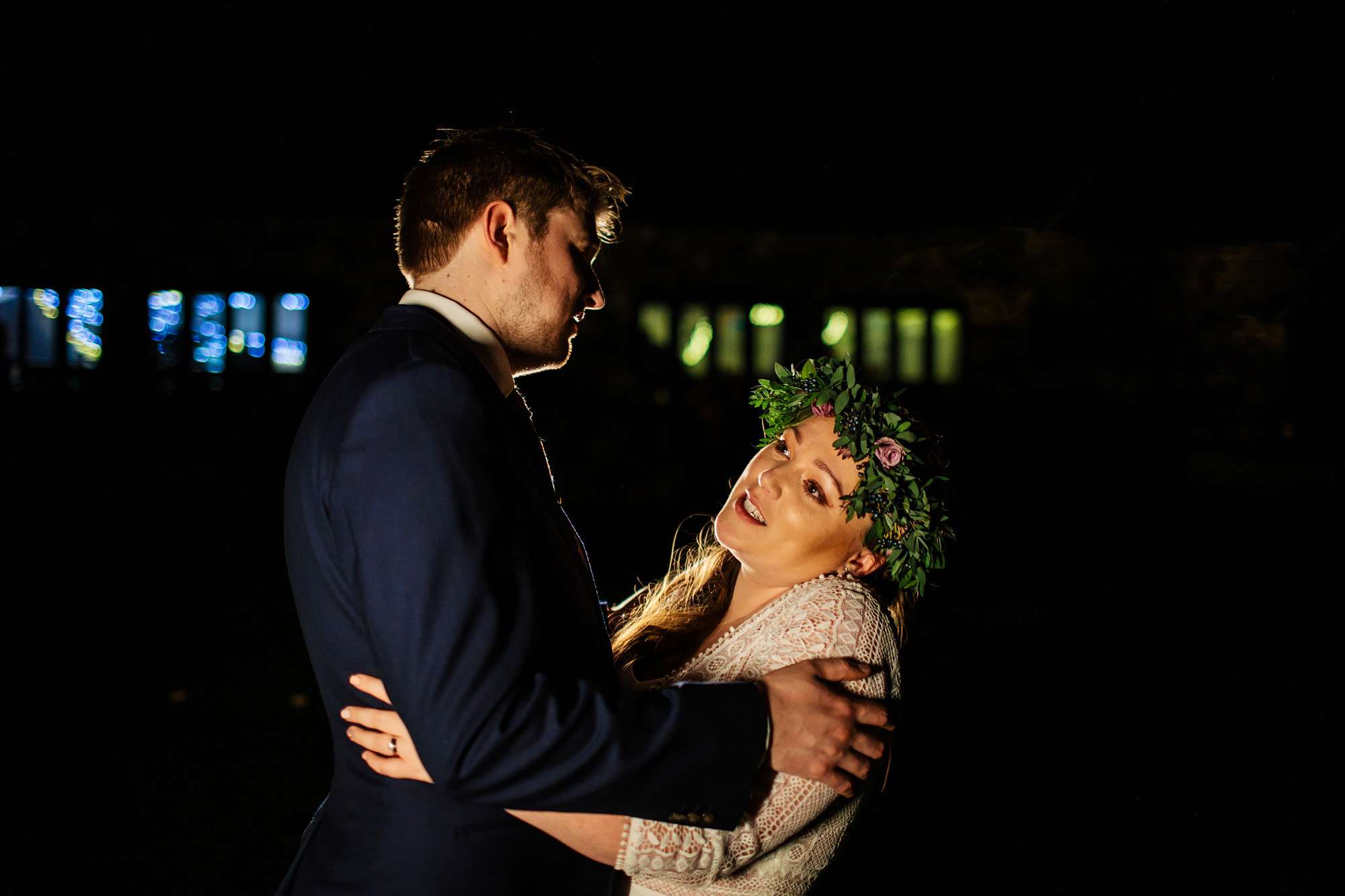 Bride and groom at their East Keswick Village Hall Wedding