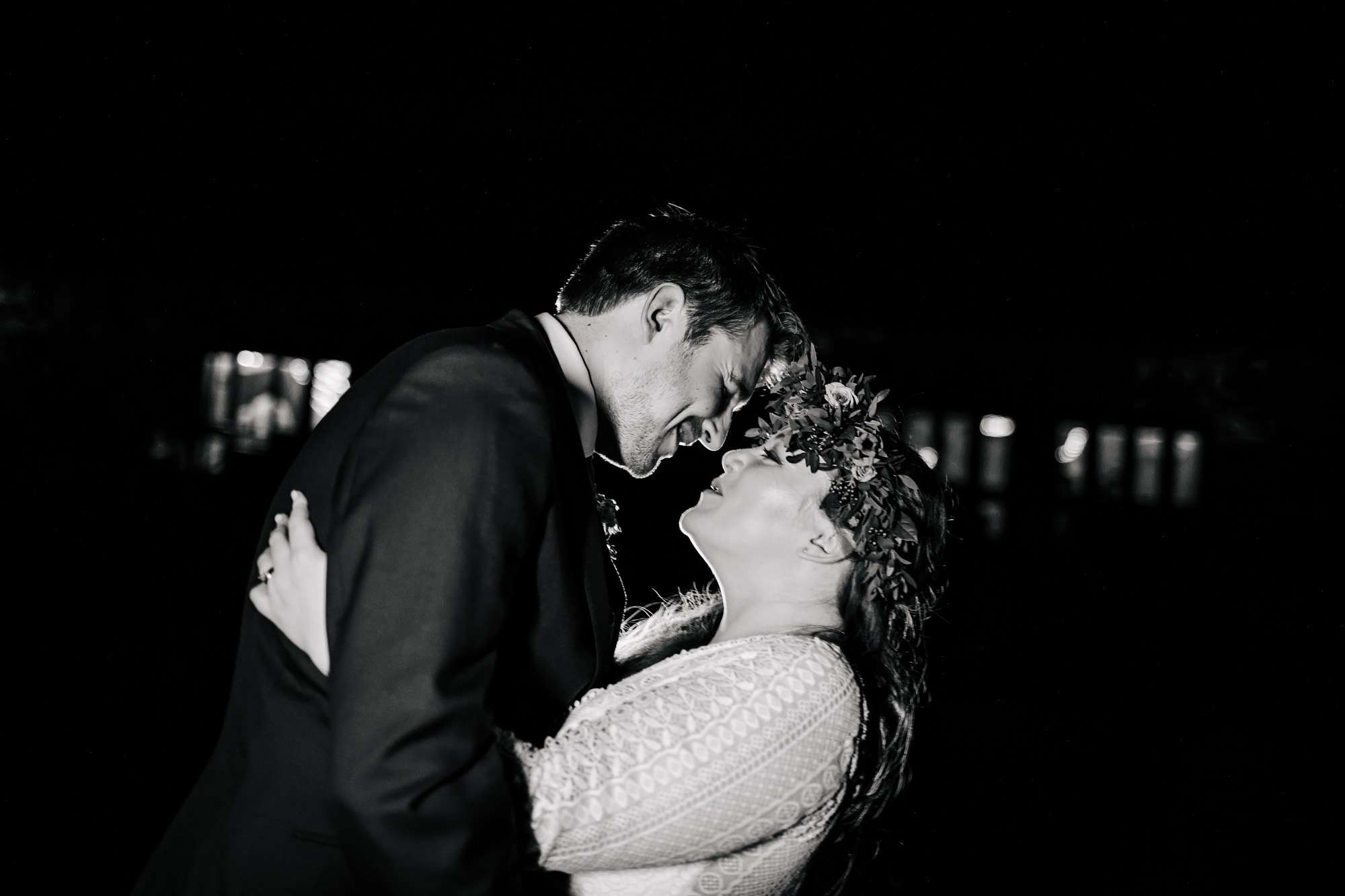 Bride and groom portrait at East Keswick Village Hall Leeds