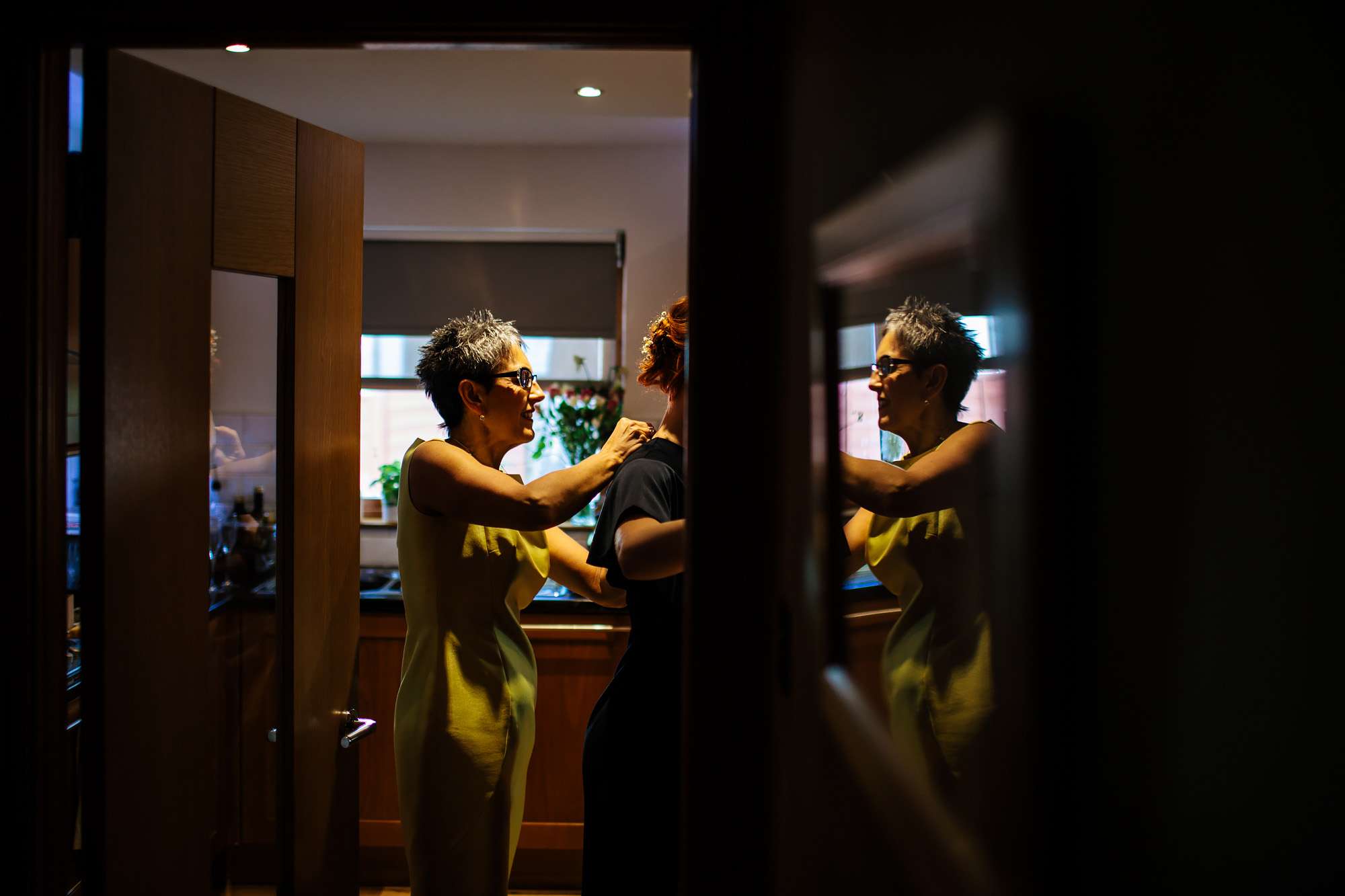 Bride's mum getting ready for a wedding in Fife