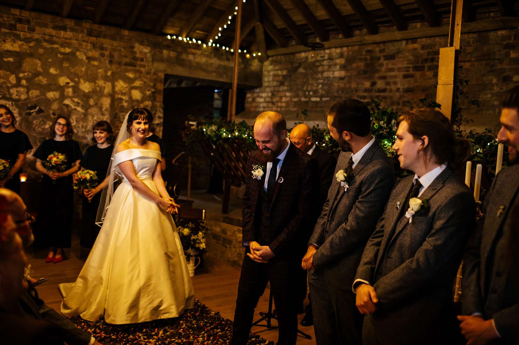 Bride and groom at the wedding ceremony in Fife