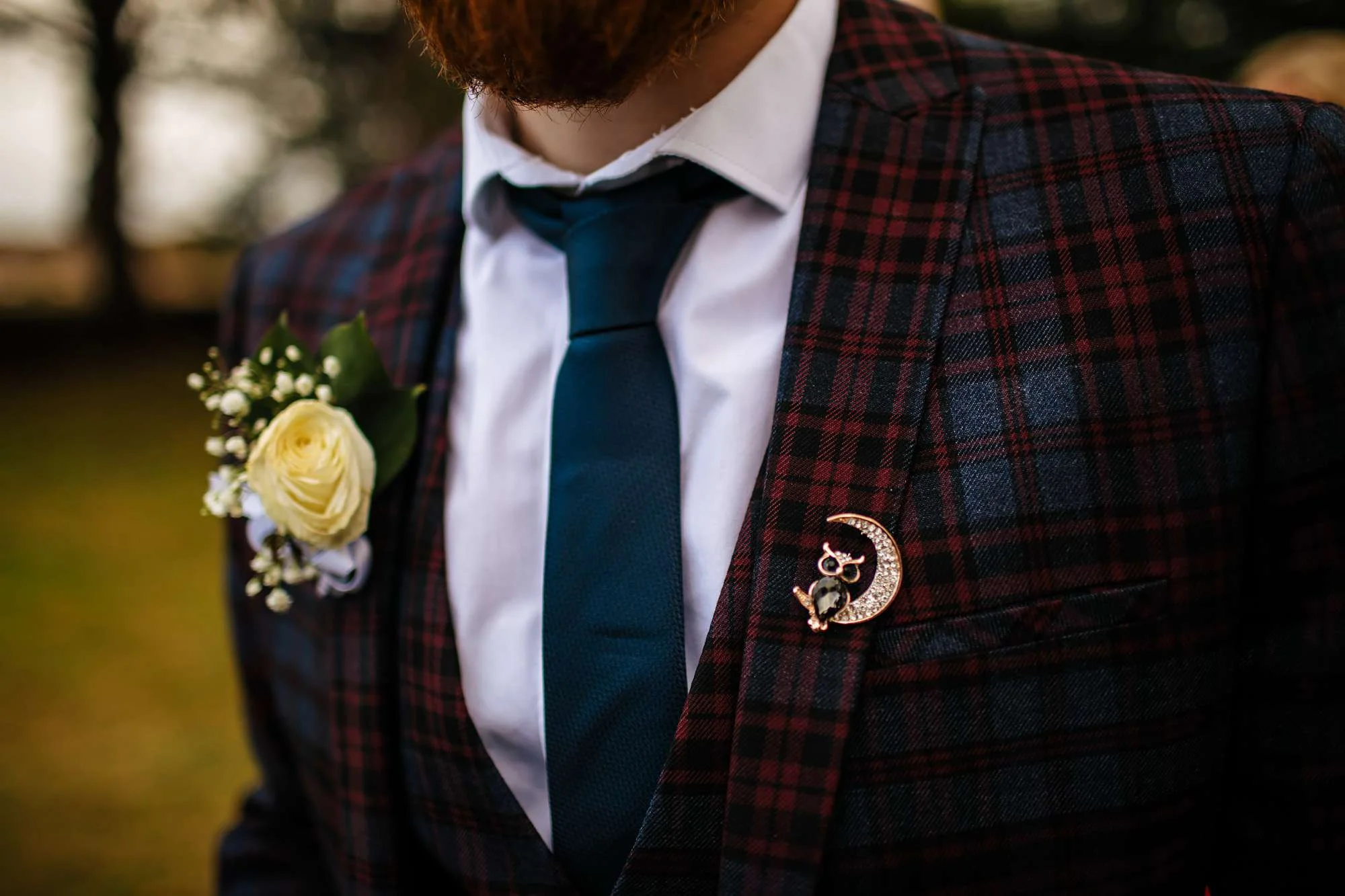 Grooms suit details for a Fife wedding