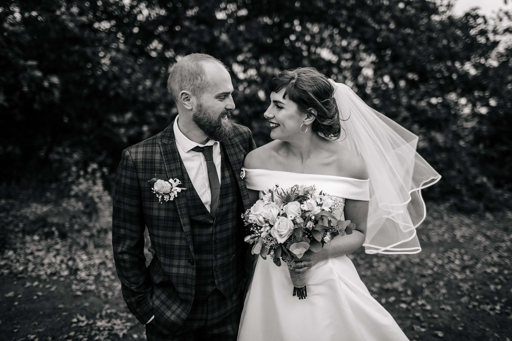 Bride and groom portrait for a Fife wedding