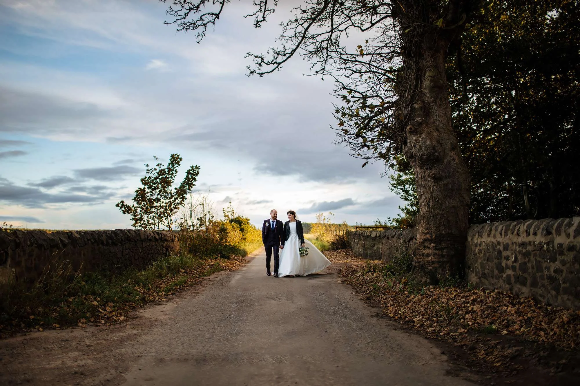 Bride and groom on their wedding day at The Rhynd Leuchars