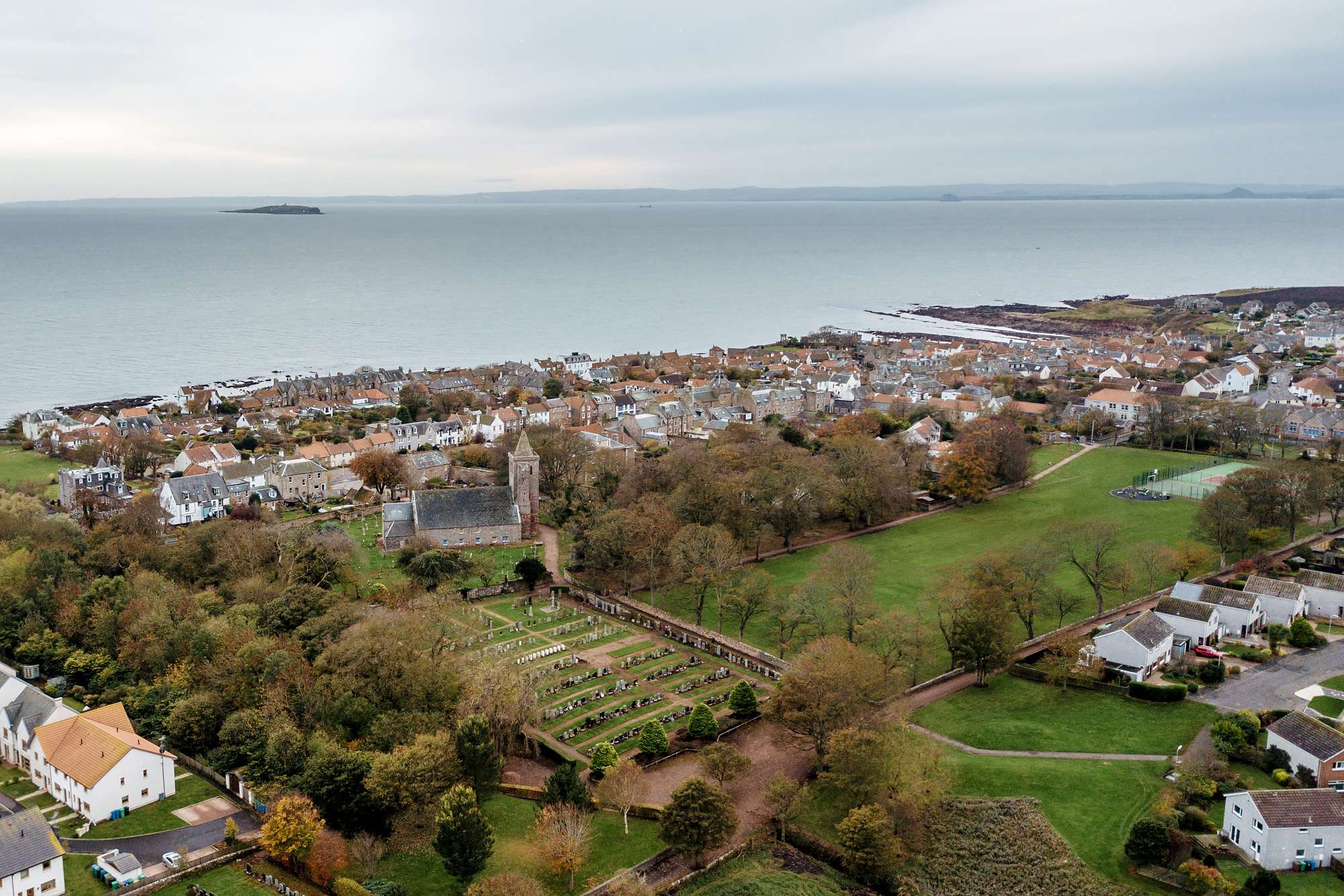 Drone shot of Crail Fife