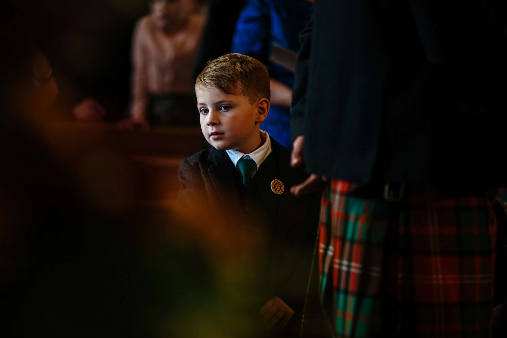 Bride's son at his mum's wedding in Scotland