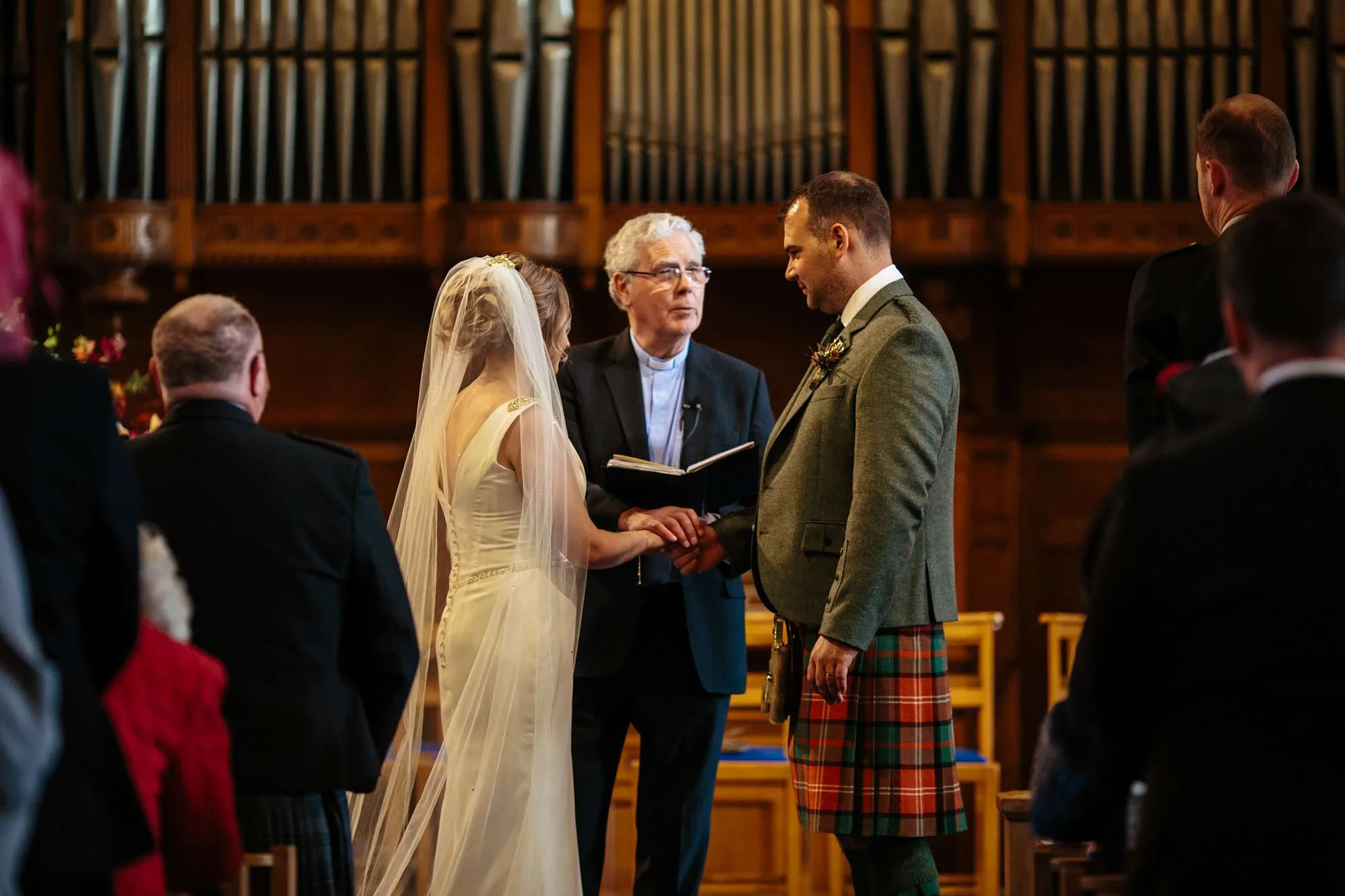 Bride and groom at Crail Church wedding