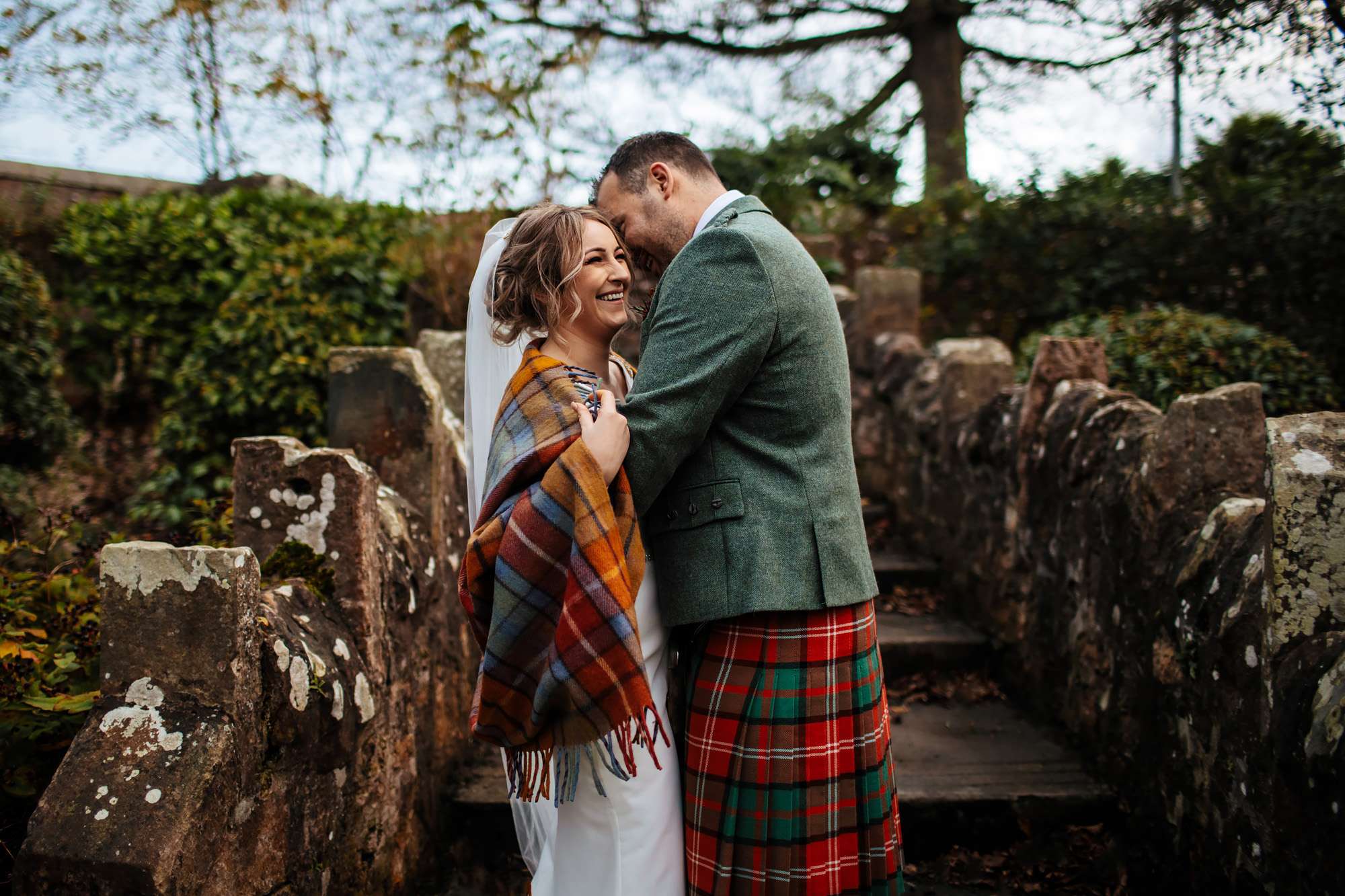 Bride and groom portrait at their wedding