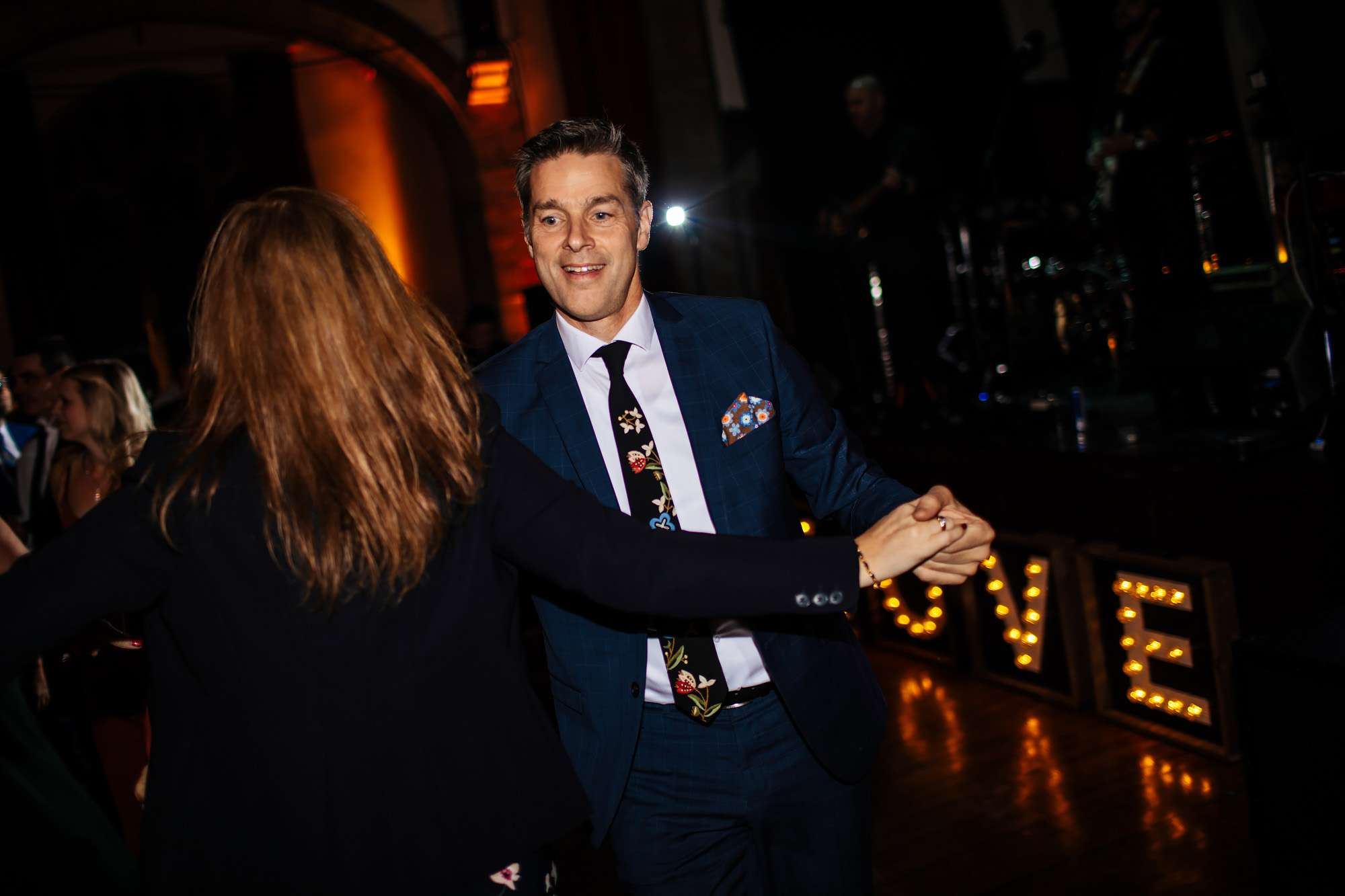 Guests dancing at a Crail wedding