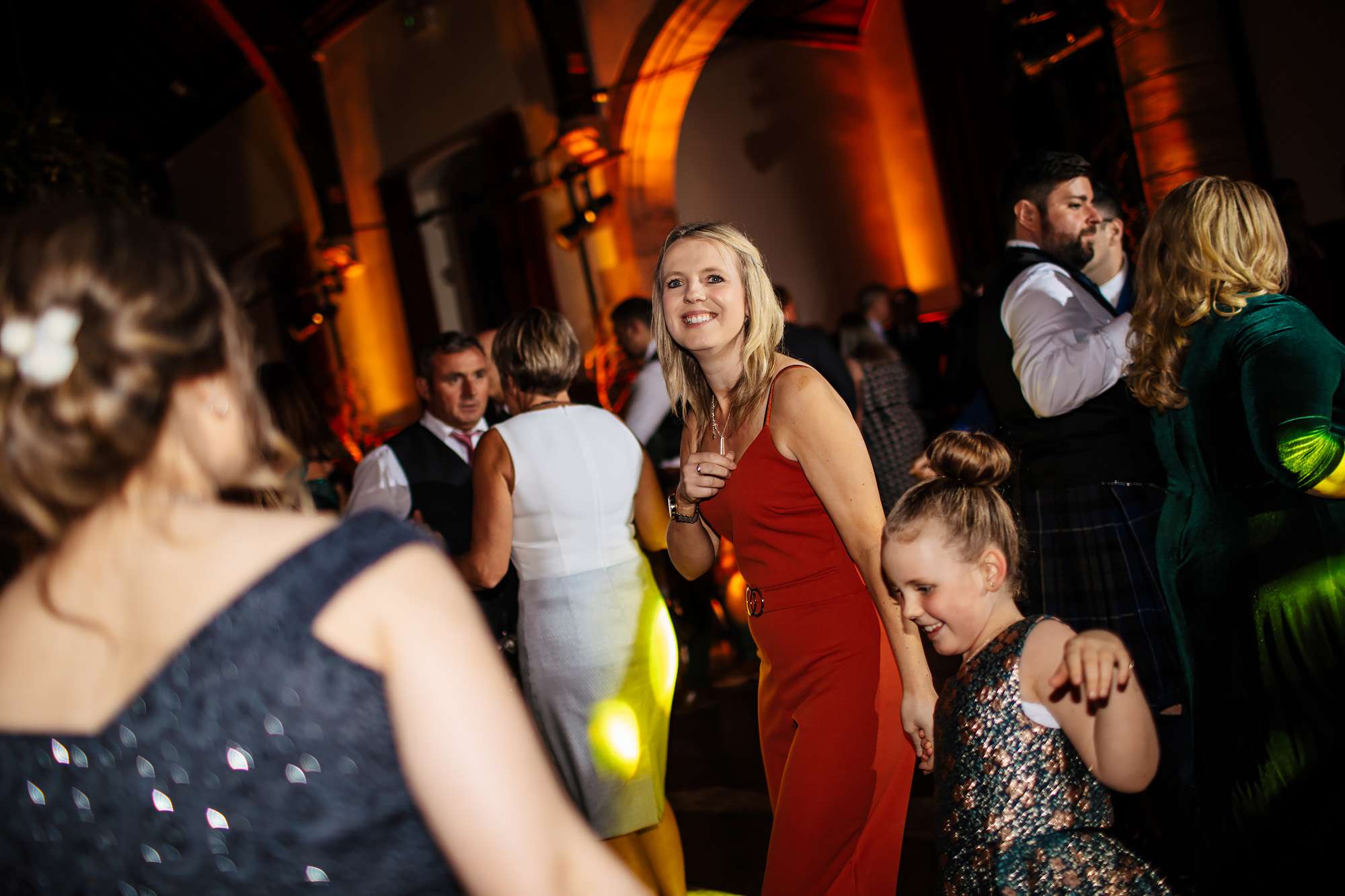 Wedding guests dancing in Crail Fife