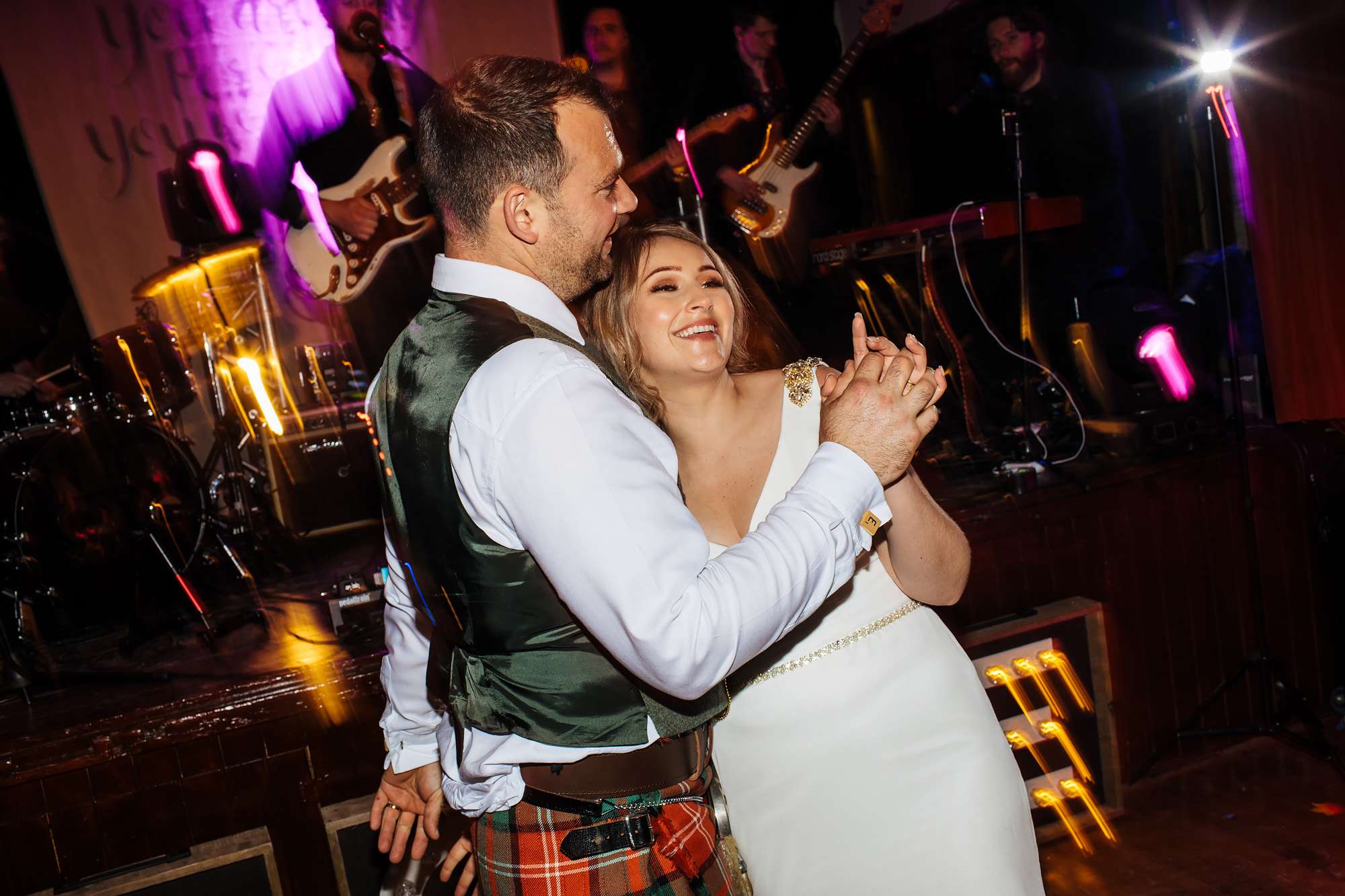 Bride and groom dancing at a Crail wedding