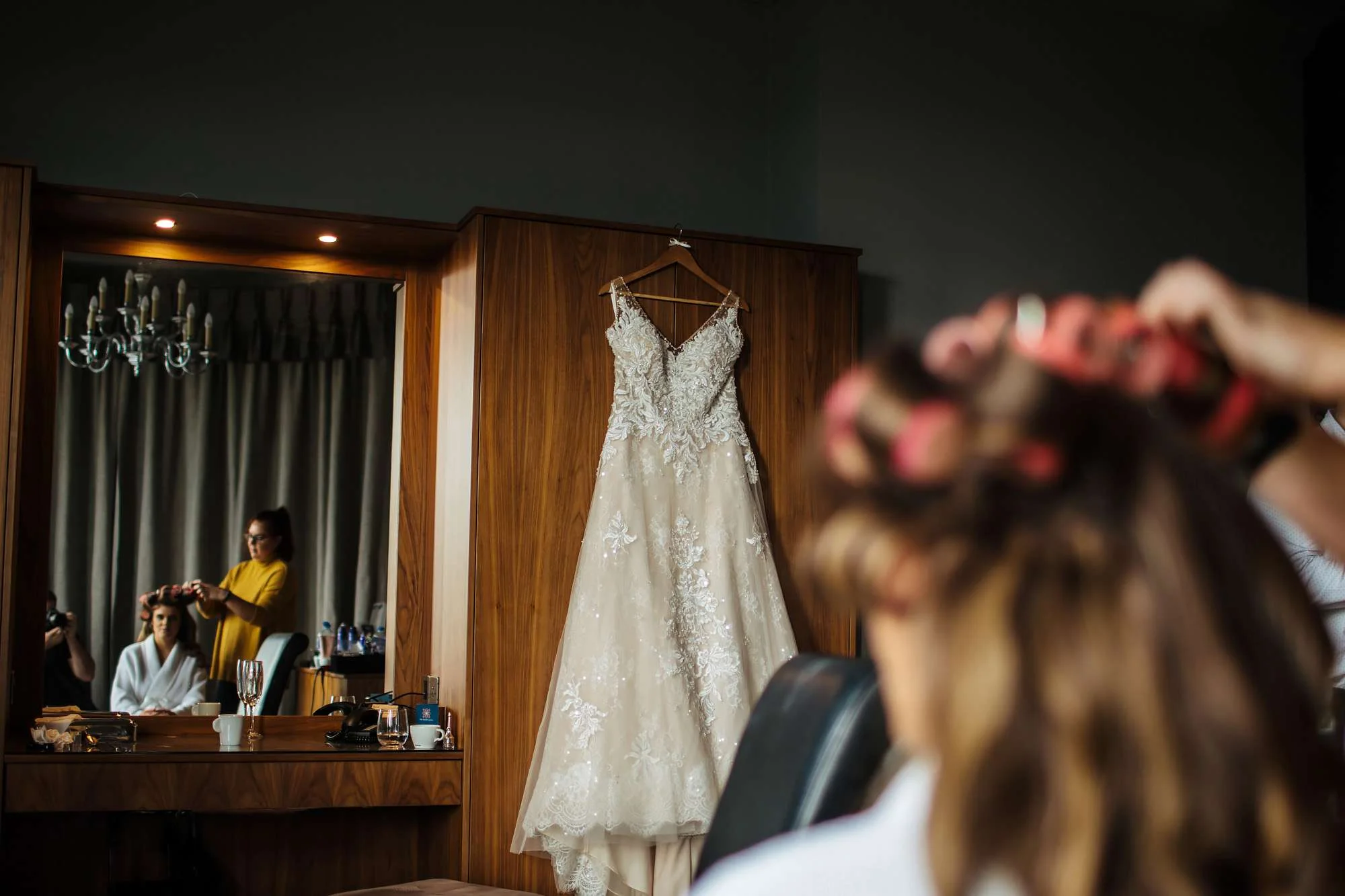 Wedding dress hanging up in Blackpool