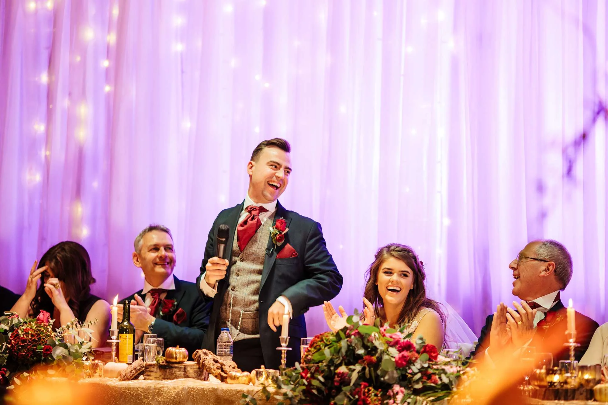 Groom performs his speech at his Blackpool wedding