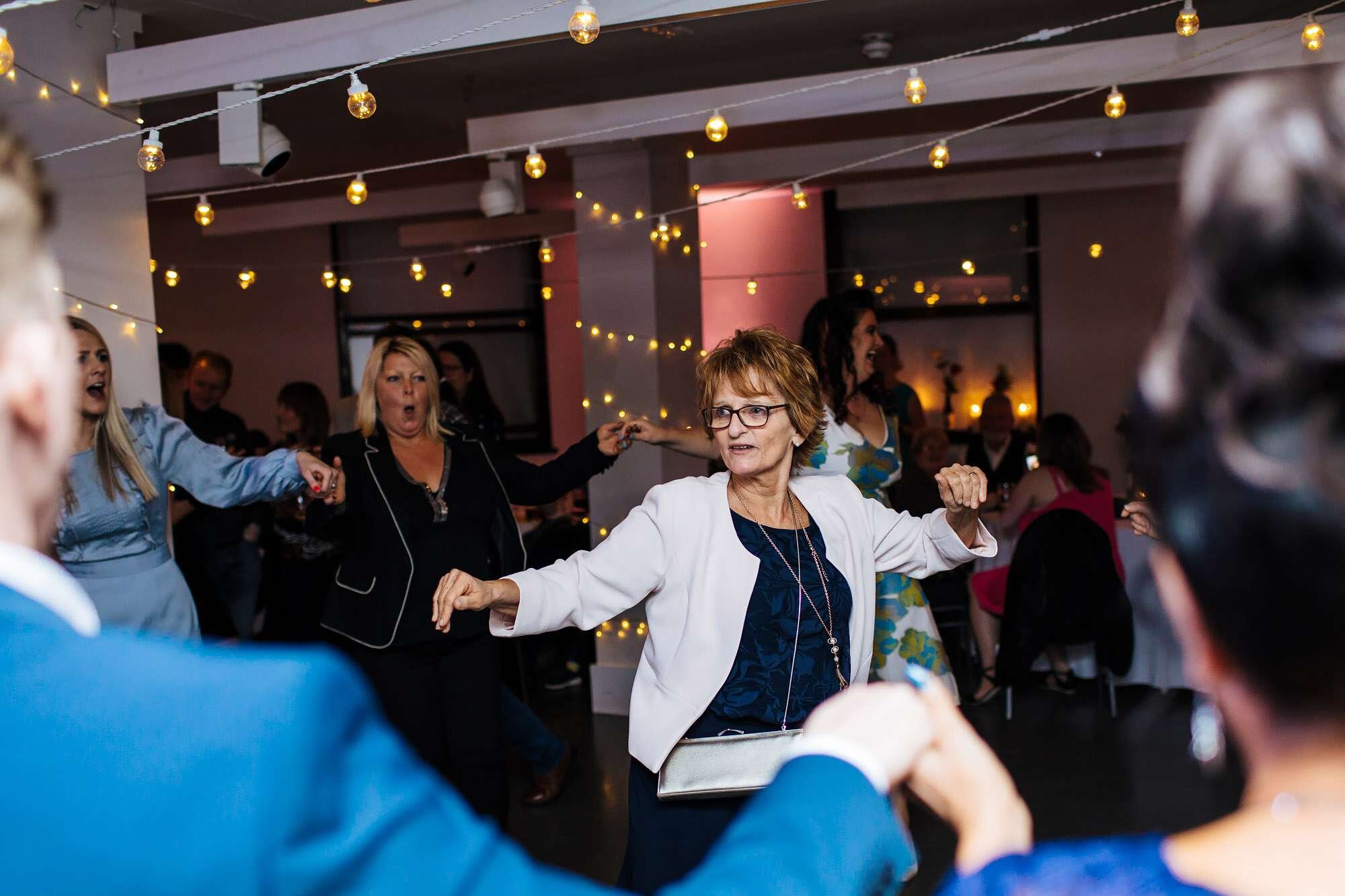 Wedding guests dancing at The Tetley Leeds