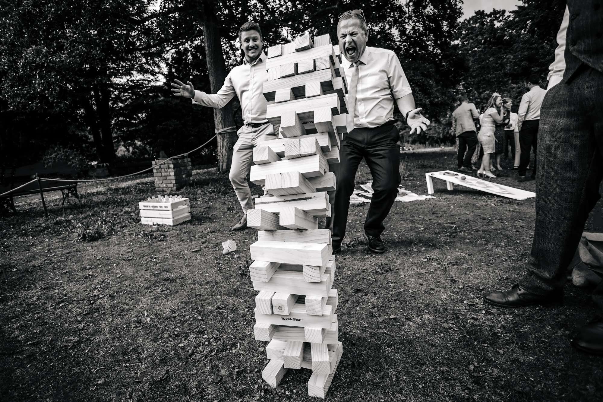 Jenga falls over at a Yorkshire wedding