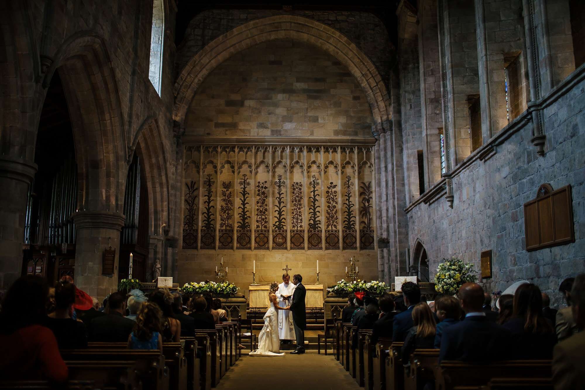 Bride and groom at a church wedding ceremony