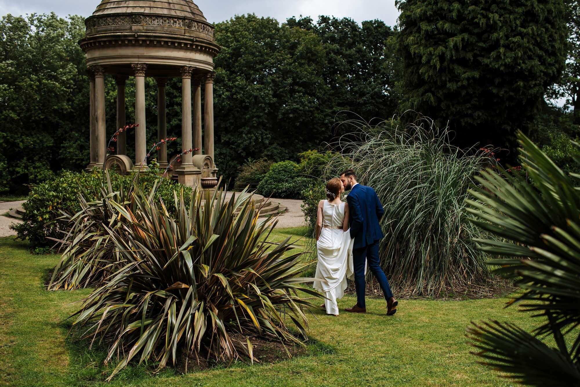Bride and groom at Roundhay Park in Yorkshire