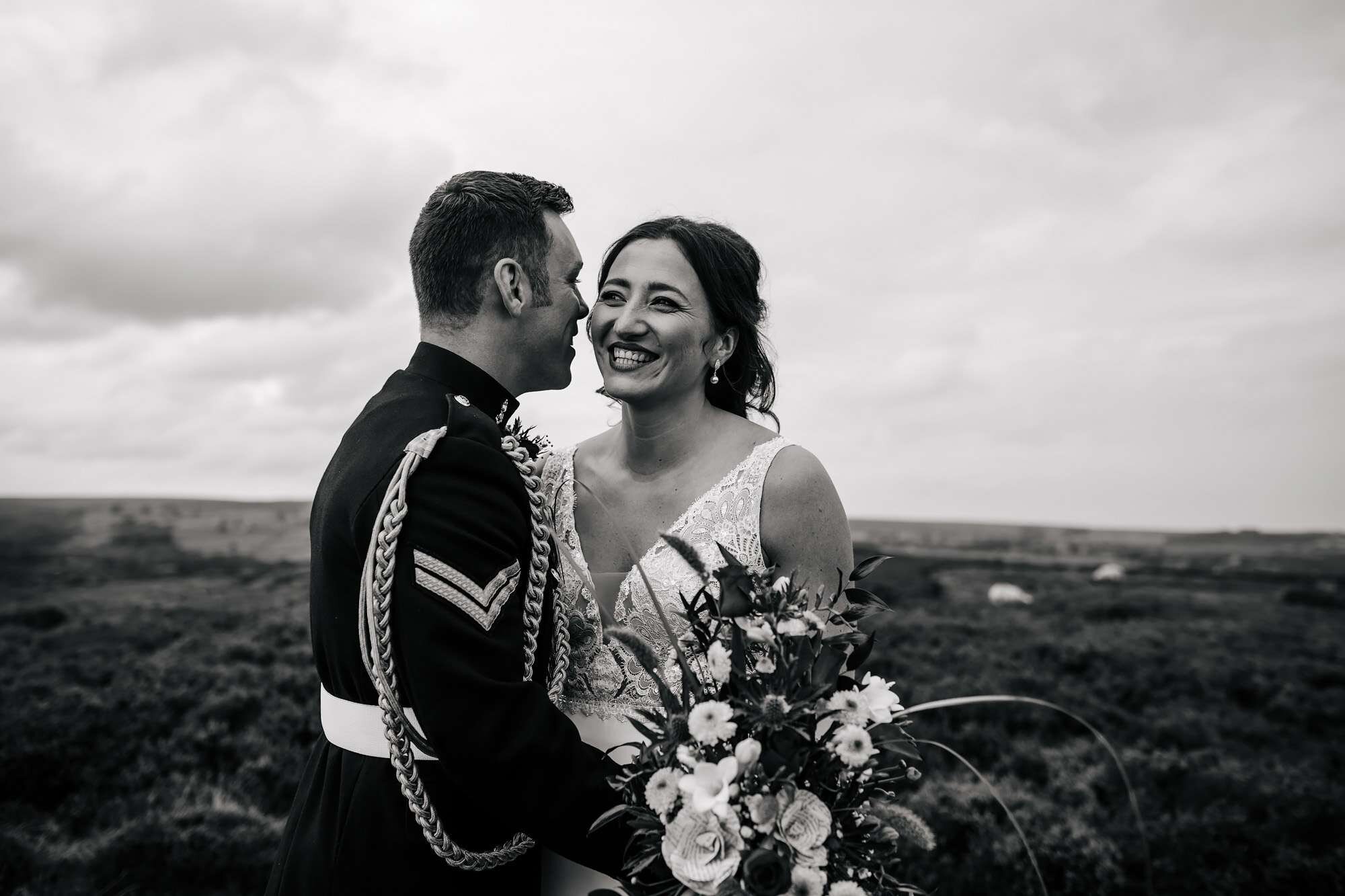 Bride and groom on the Yorkshire moors