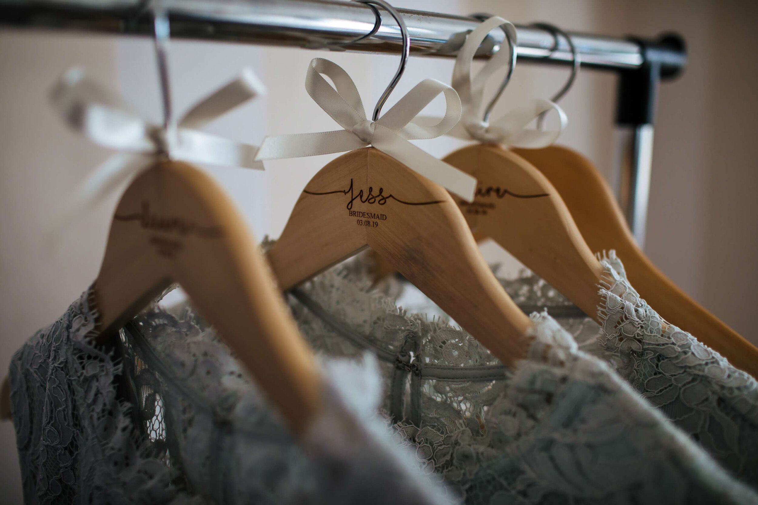 Personalised dress hangers for the Bridesmaids